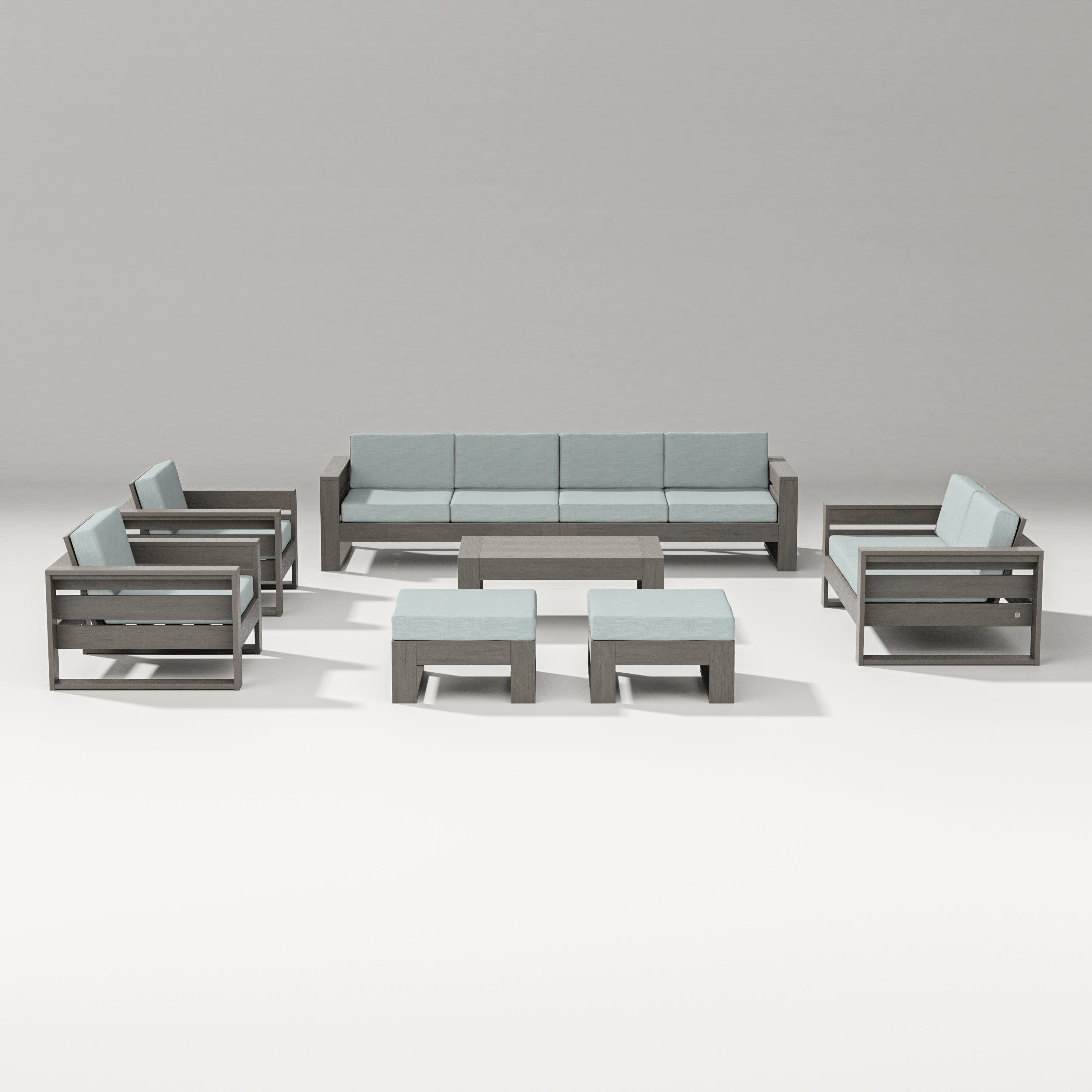Latitude 8-Piece Lounge Sofa Set in Driftwood / Soothe Mist