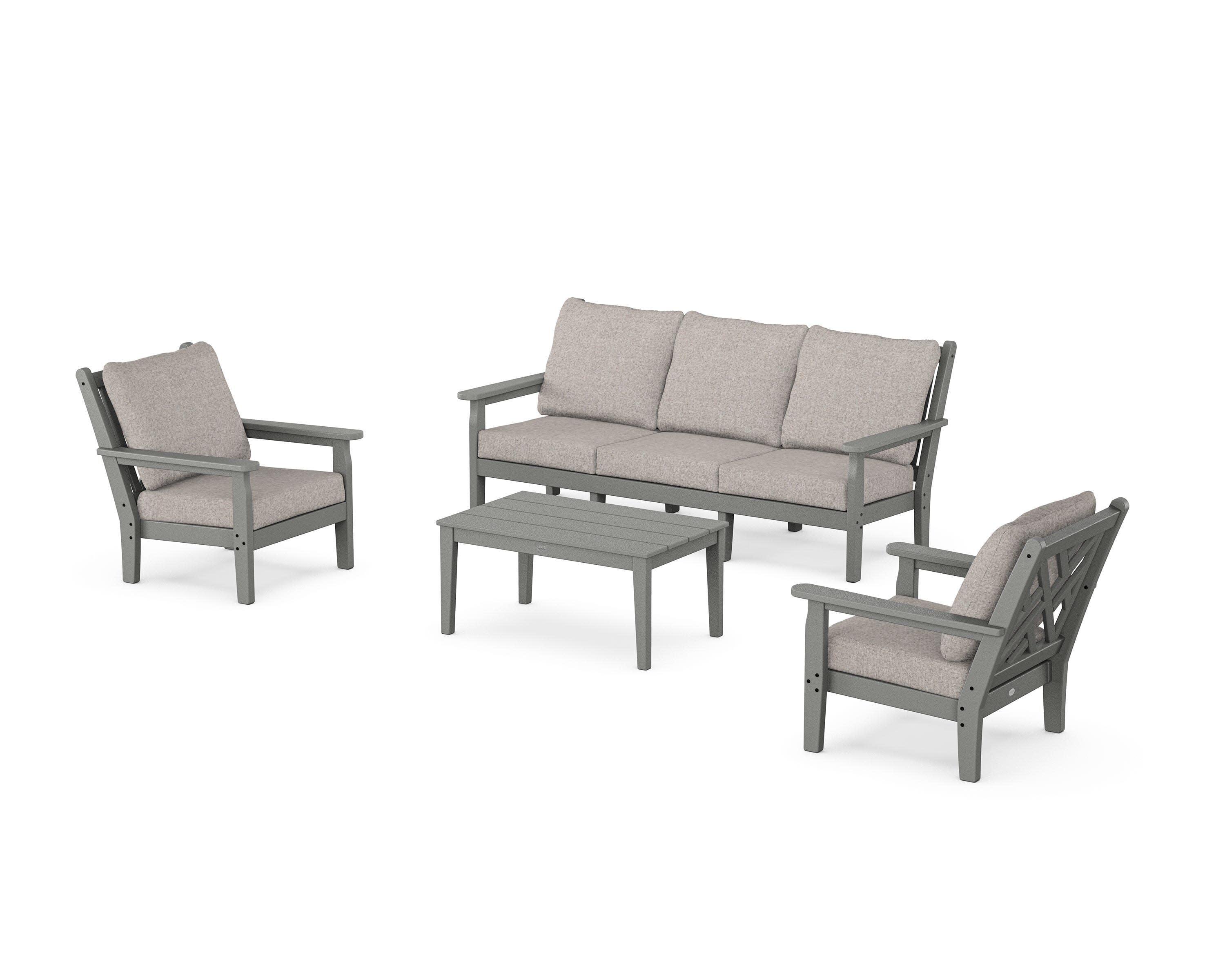 Chippendale 4-Piece Deep Seating Set with Sofa in Slate Grey / Weathered Tweed