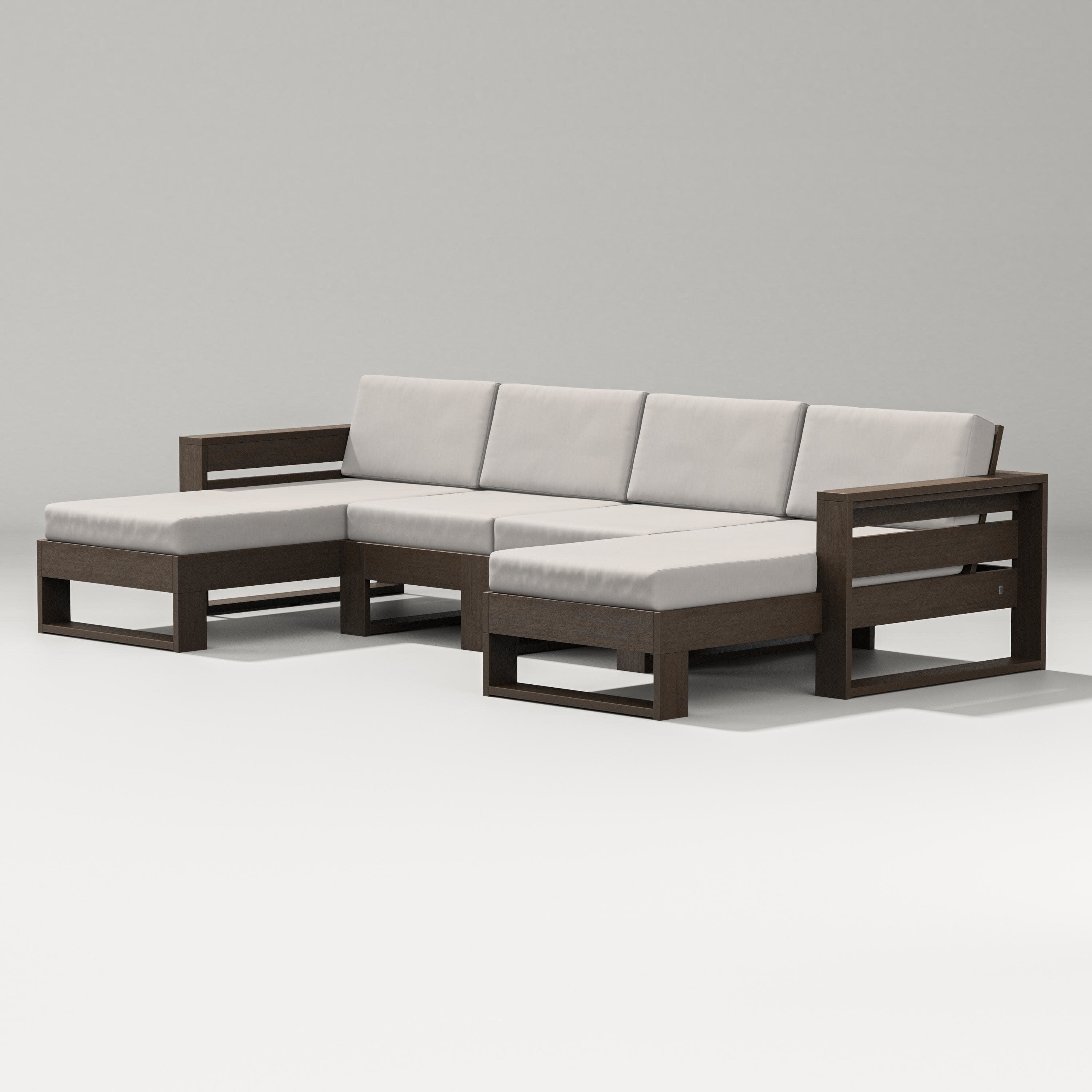 Latitude Double Chaise Sectional in Kona / Cast Ash