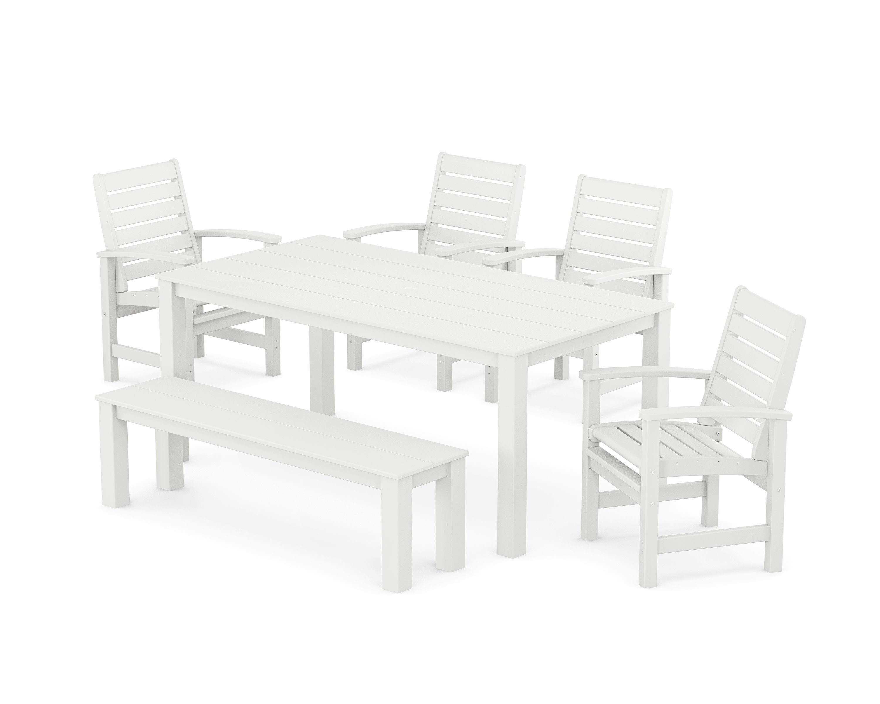Signature 6-Piece Parsons Dining Set with Bench in White