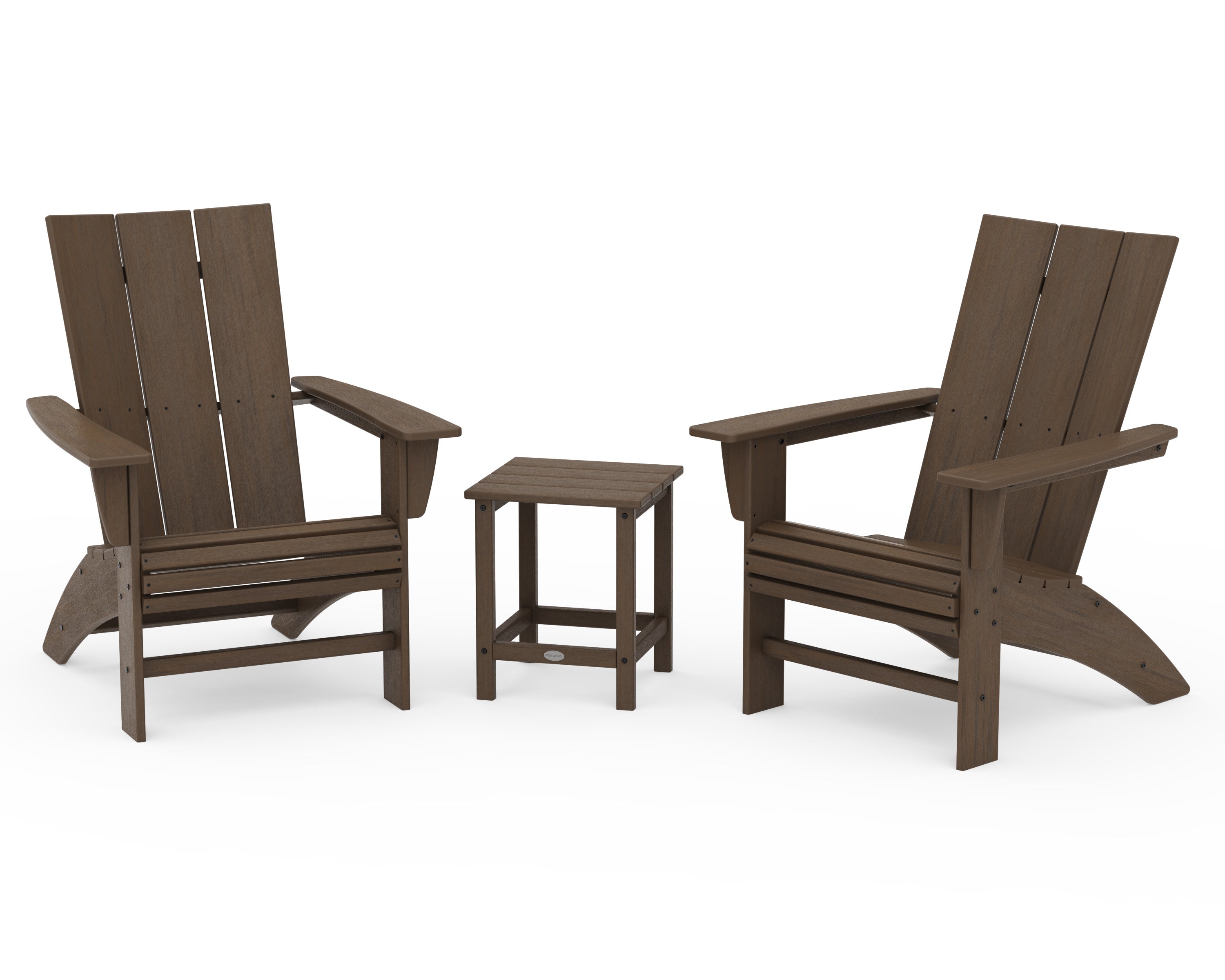 Modern 3-Piece Curveback Adirondack Set with Long Island 18" Side Table in Kona