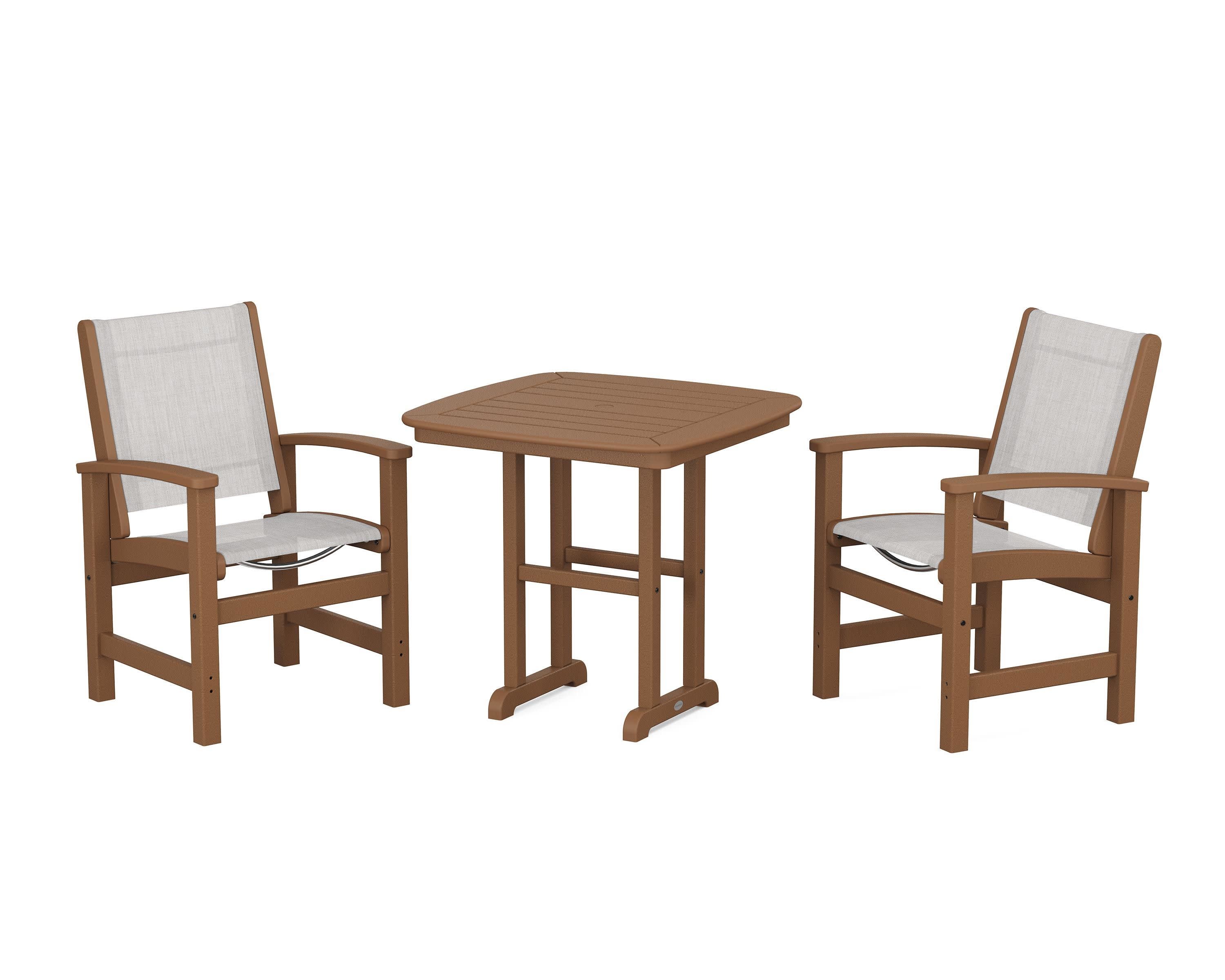 Coastal 3-Piece Dining Set in Teak / Parchment Sling