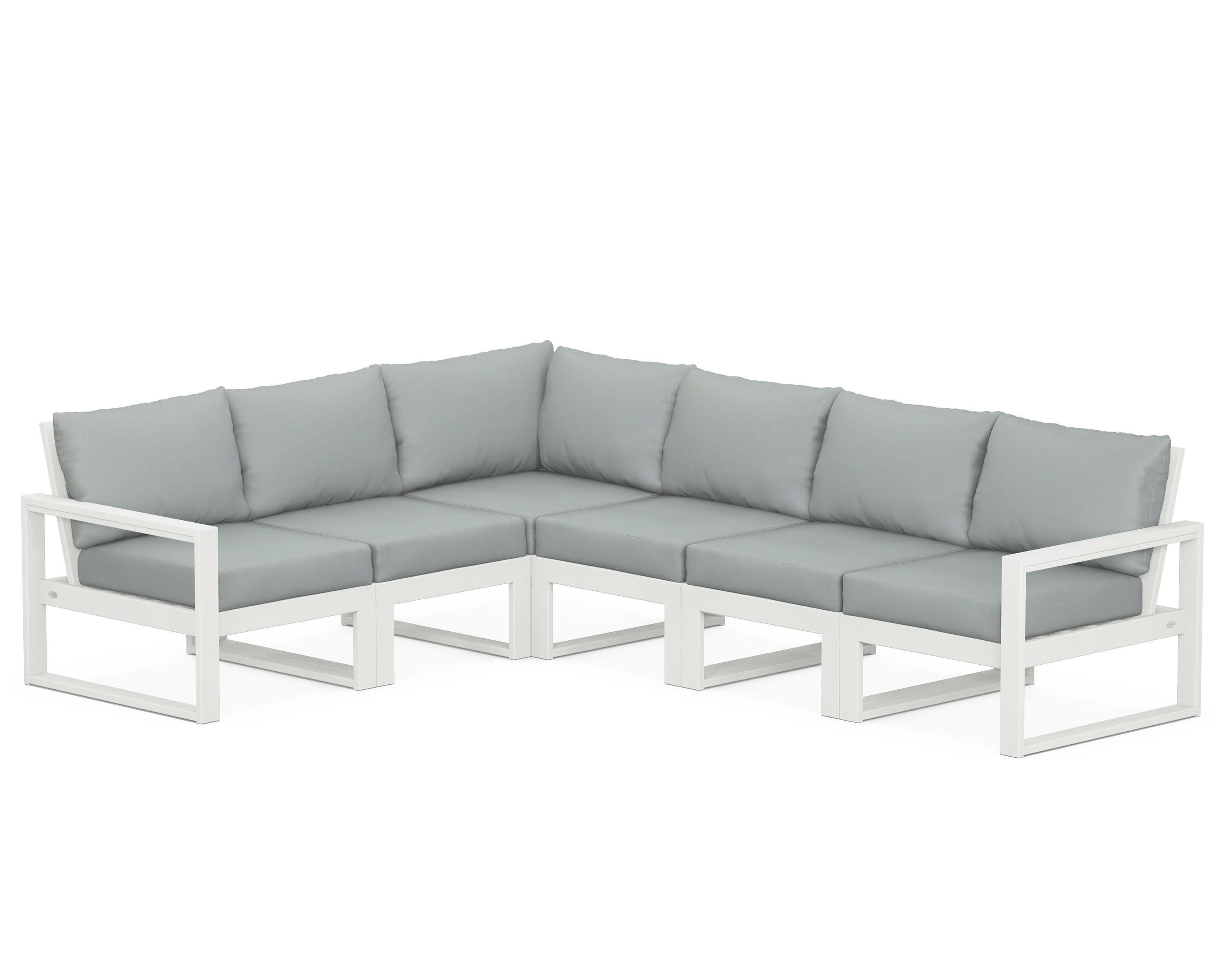 EDGE 6-Piece Modular Deep Seating Set in Vintage White / Spa