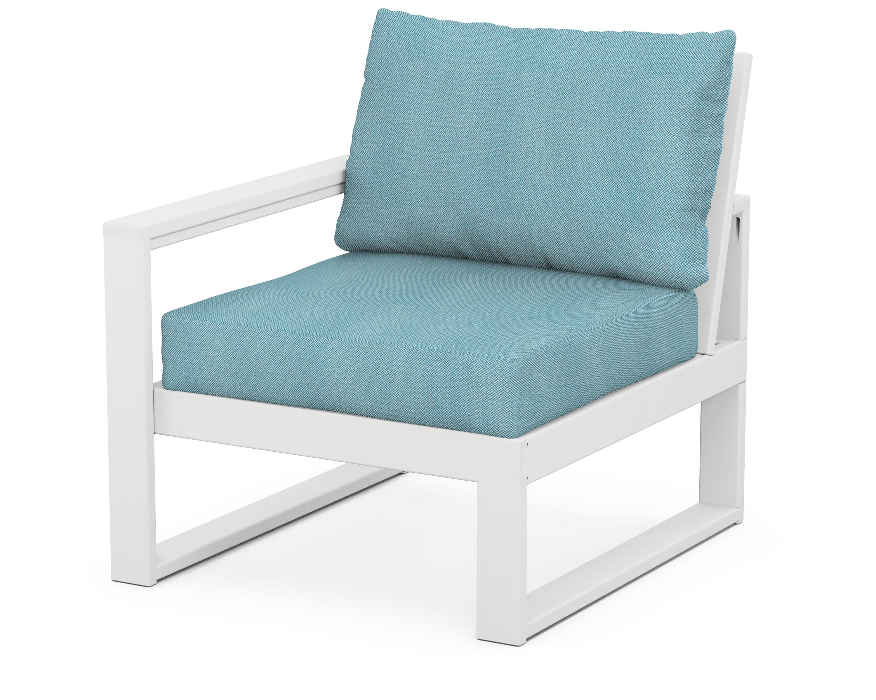 EDGE Modular Left Arm Chair in White / Lattice Sky Blue