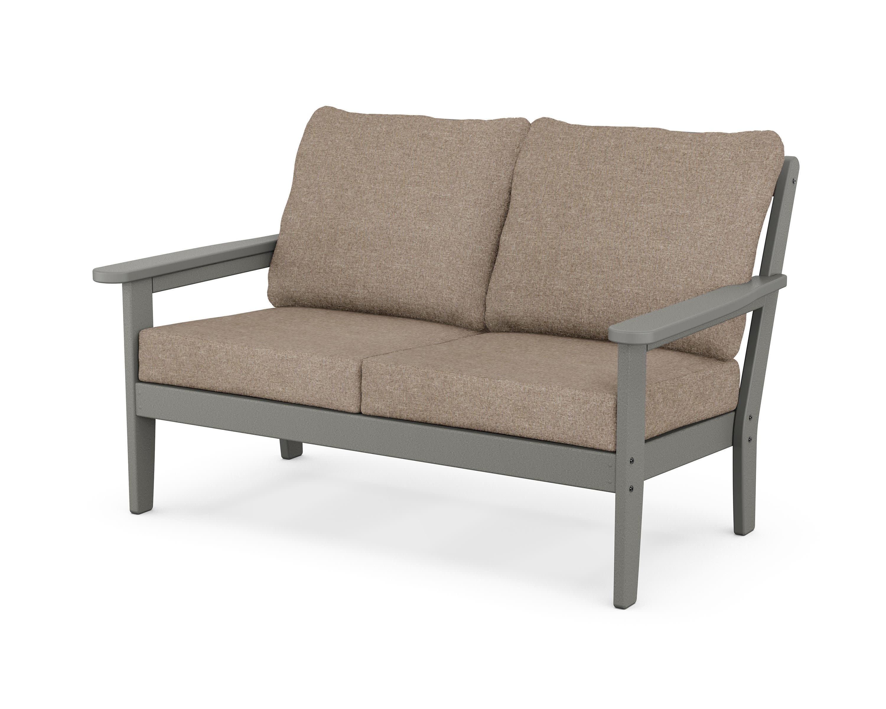 Cottage Deep Seating Loveseat in Slate Grey / Spiced Burlap