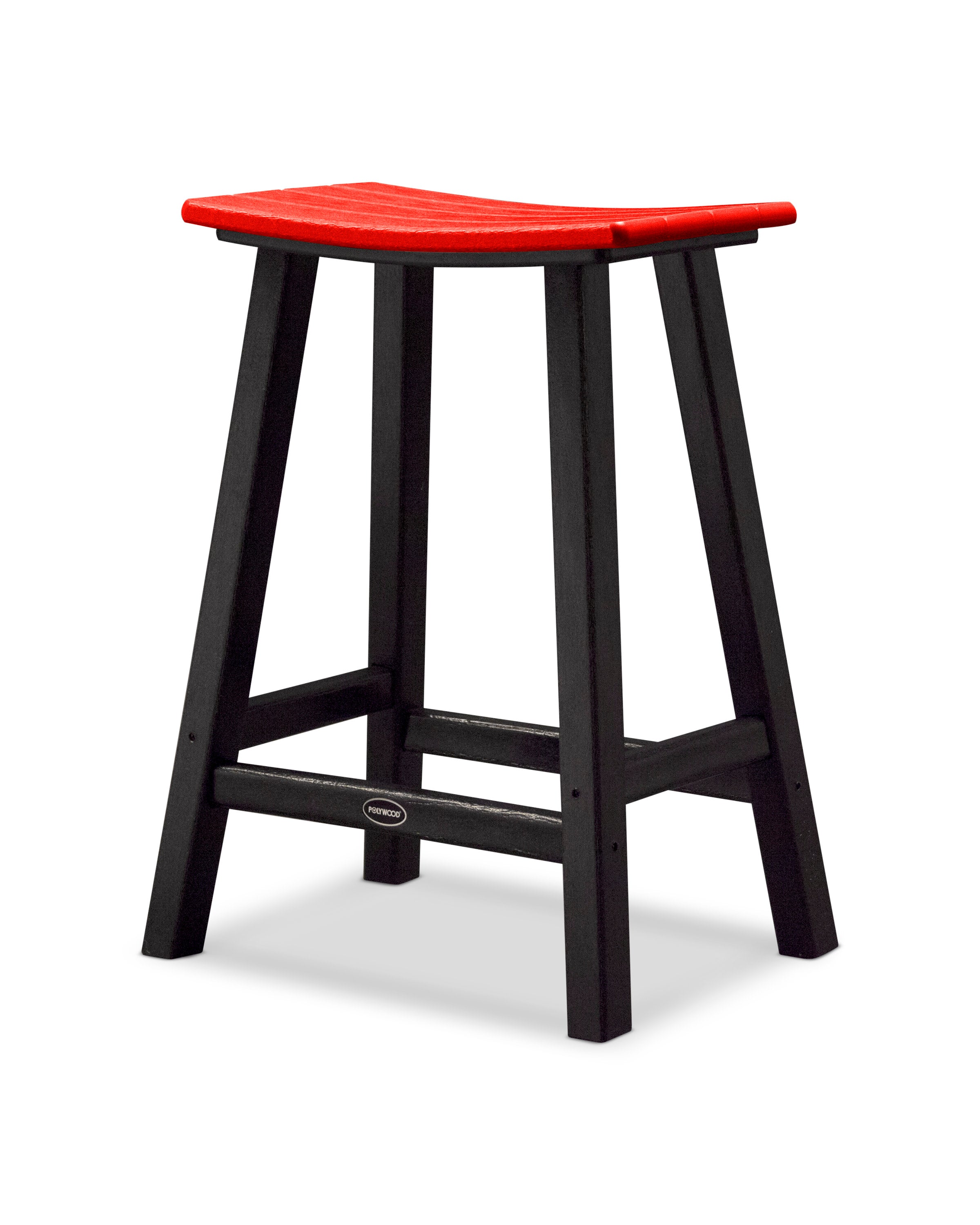 Contempo 24" Saddle Counter Stool in Black / Sunset Red