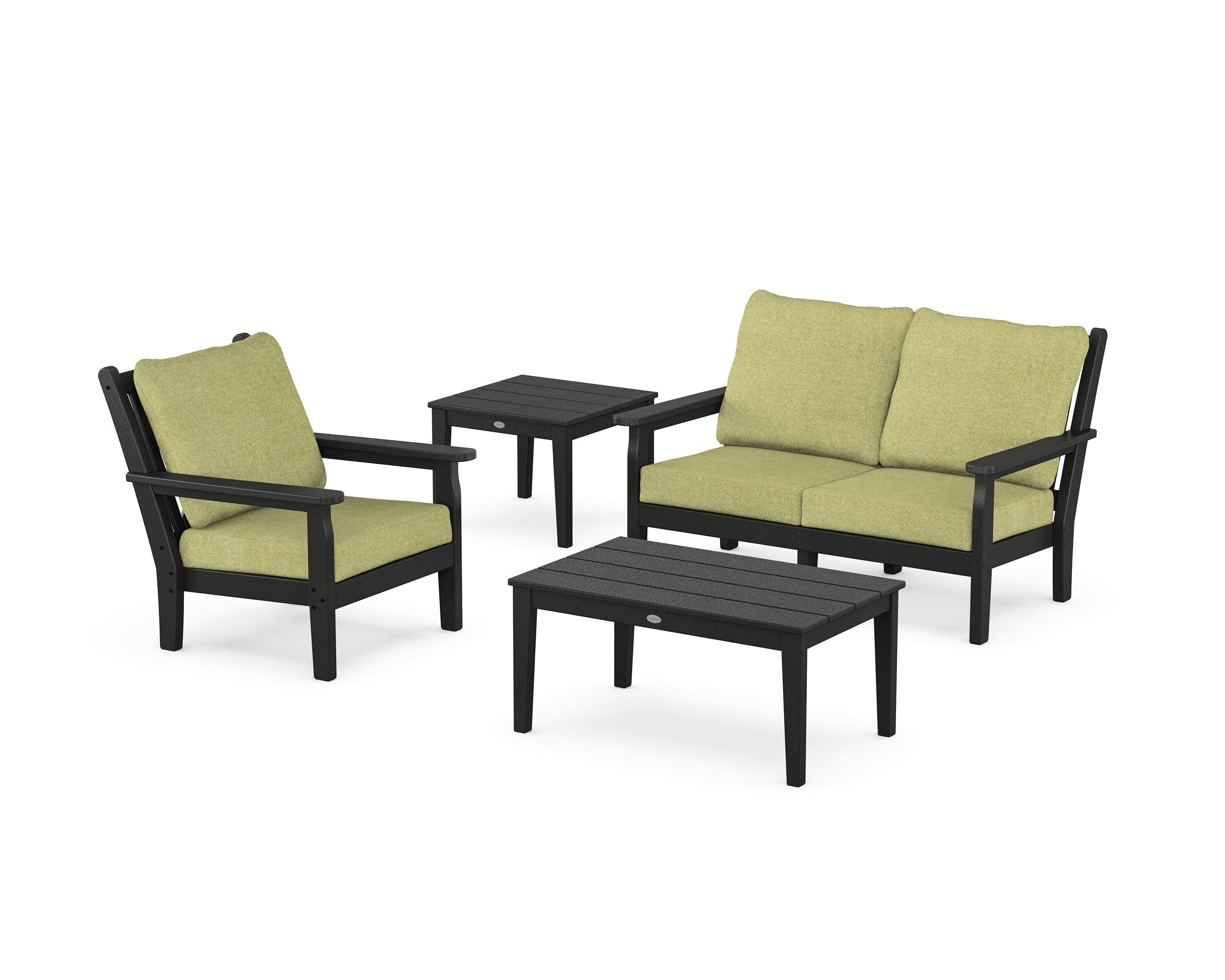 Chippendale 4-Piece Deep Seating Set in Black / Chartreuse Boucle