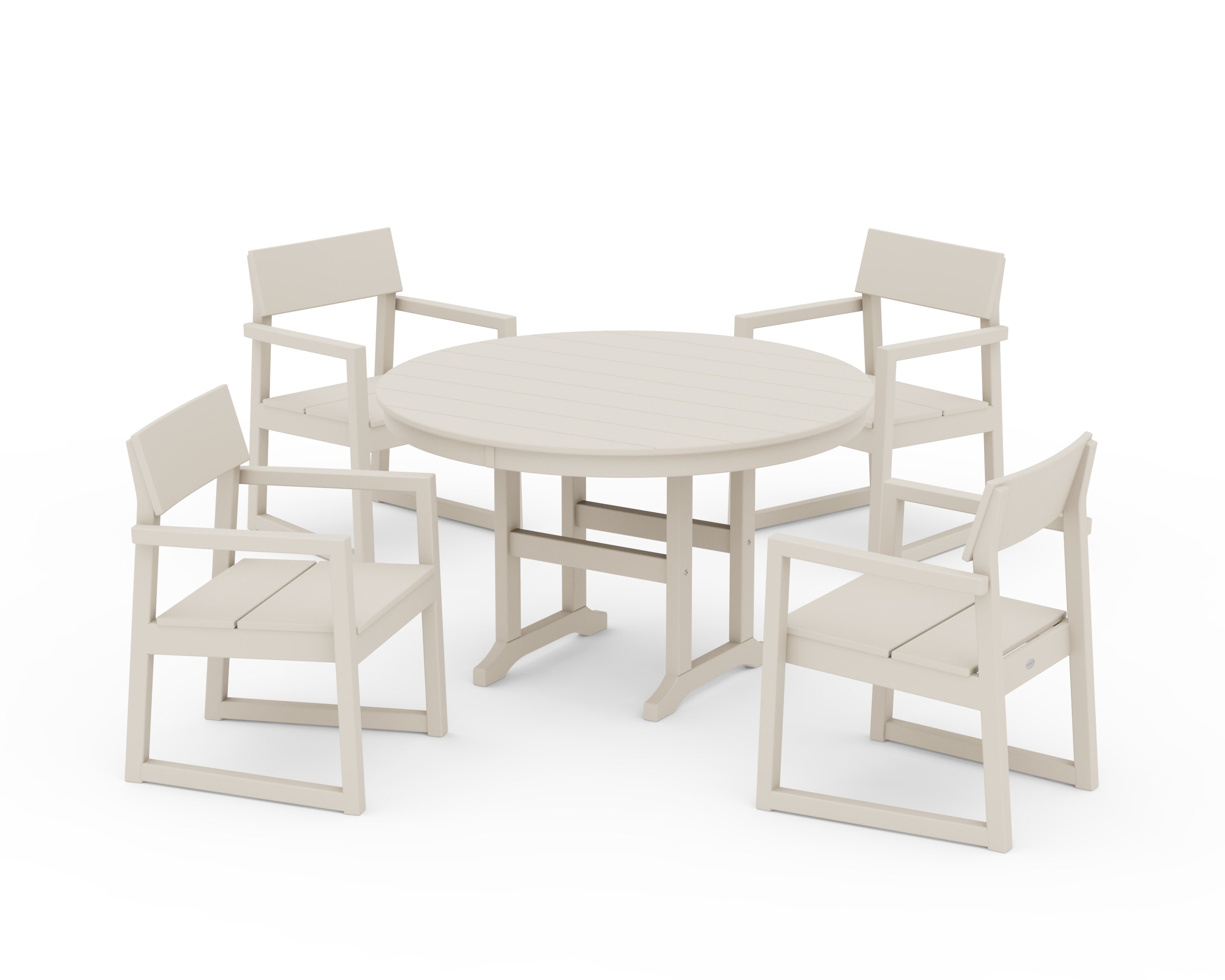 EDGE 5-Piece Round Farmhouse Dining Set in Sand