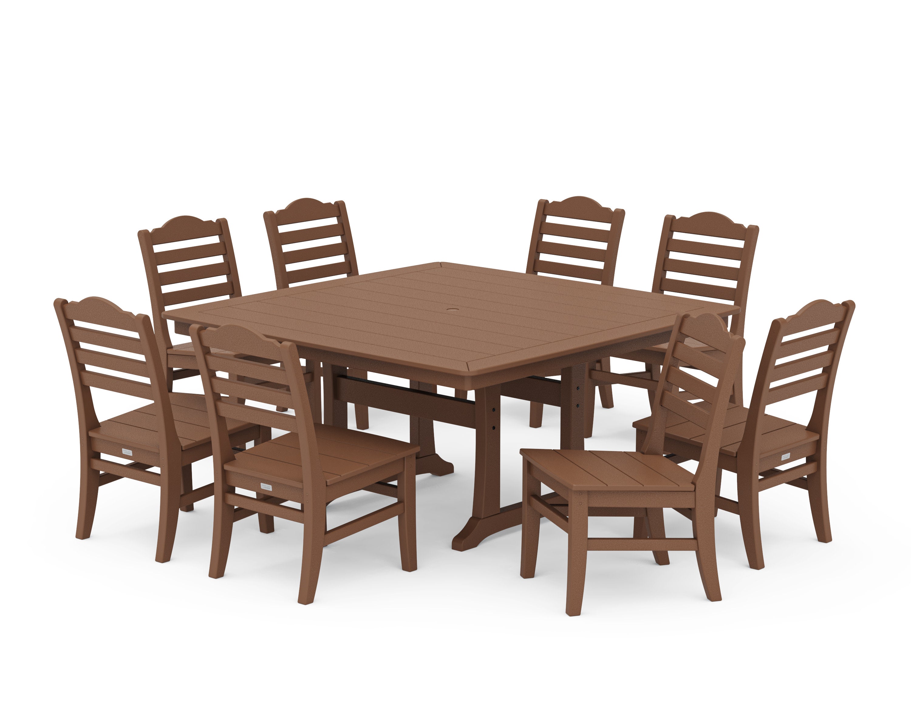 Savannah Side Chair 9-Piece Square Dining Set with Trestle Legs in Teak