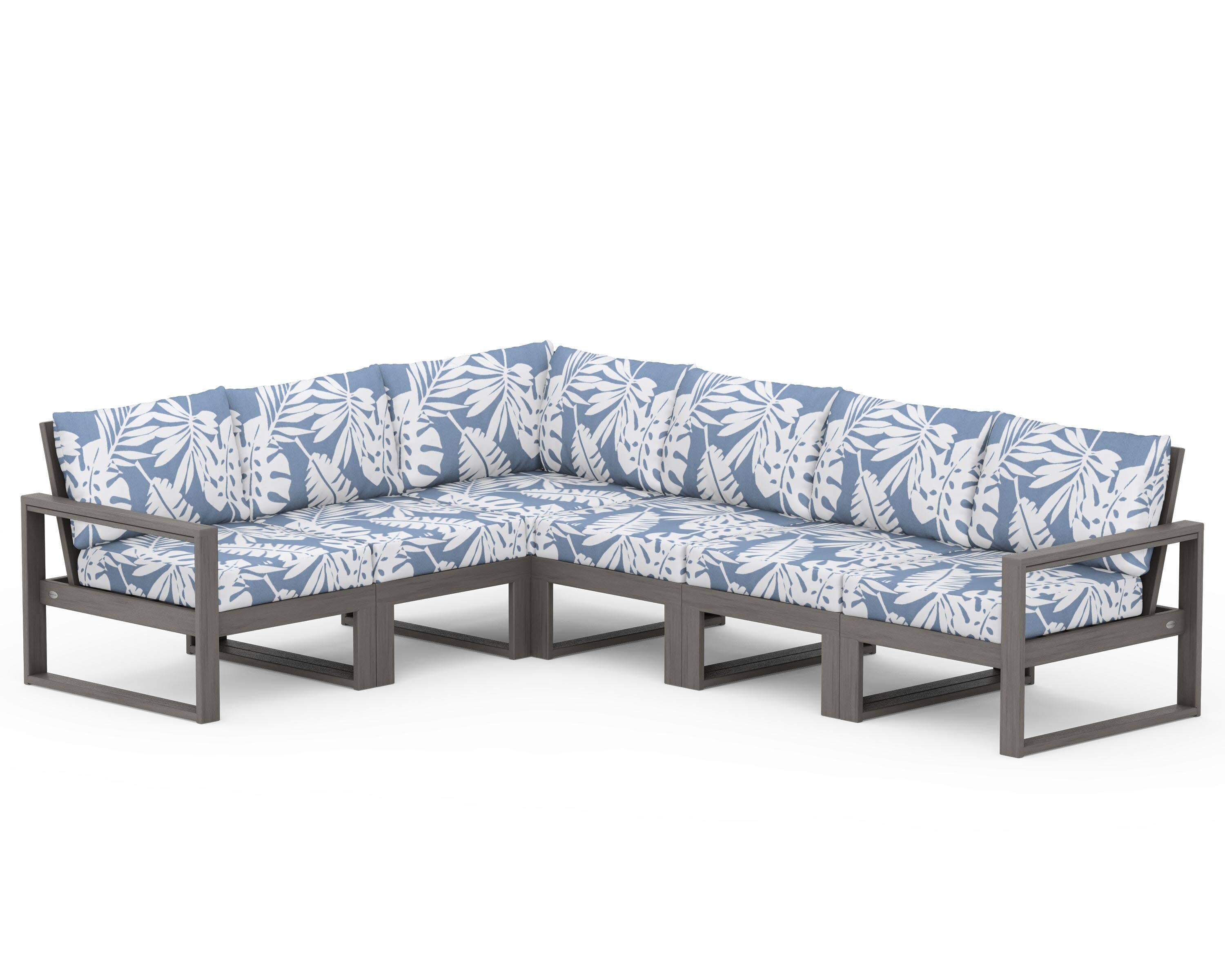 EDGE 6-Piece Modular Deep Seating Set in Driftwood / Leaf Sky Blue