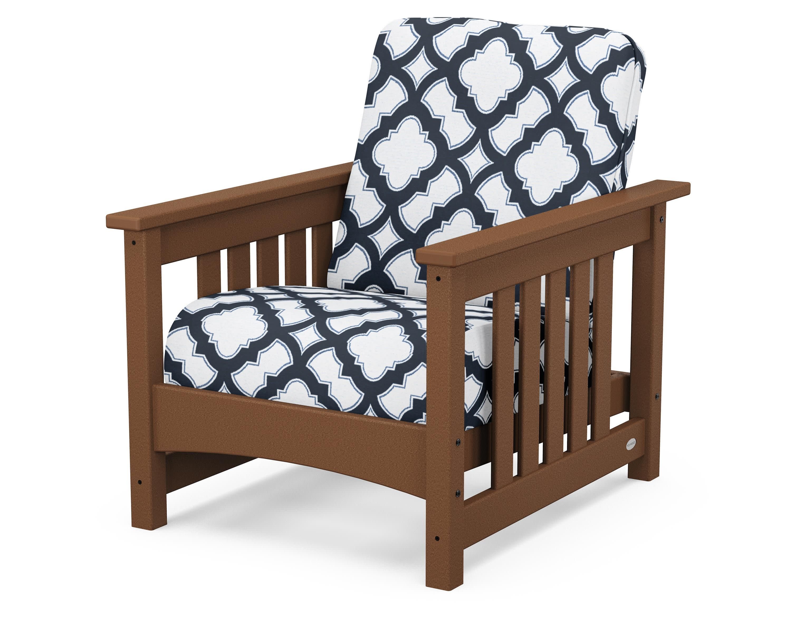 Club Mission Chair in Teak / Trellis Marine Indigo