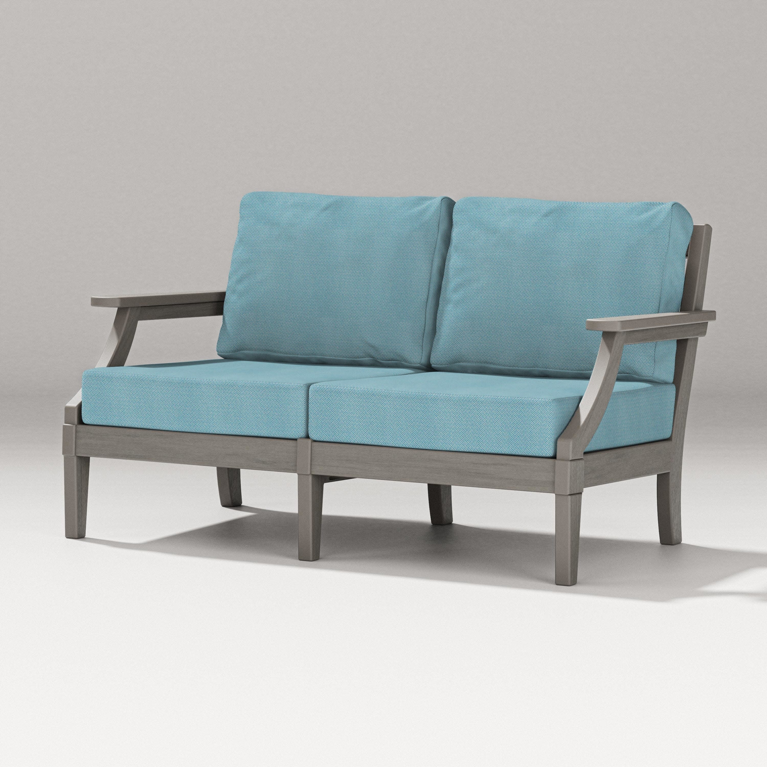Estate Loveseat in Driftwood / Lattice Sky Blue