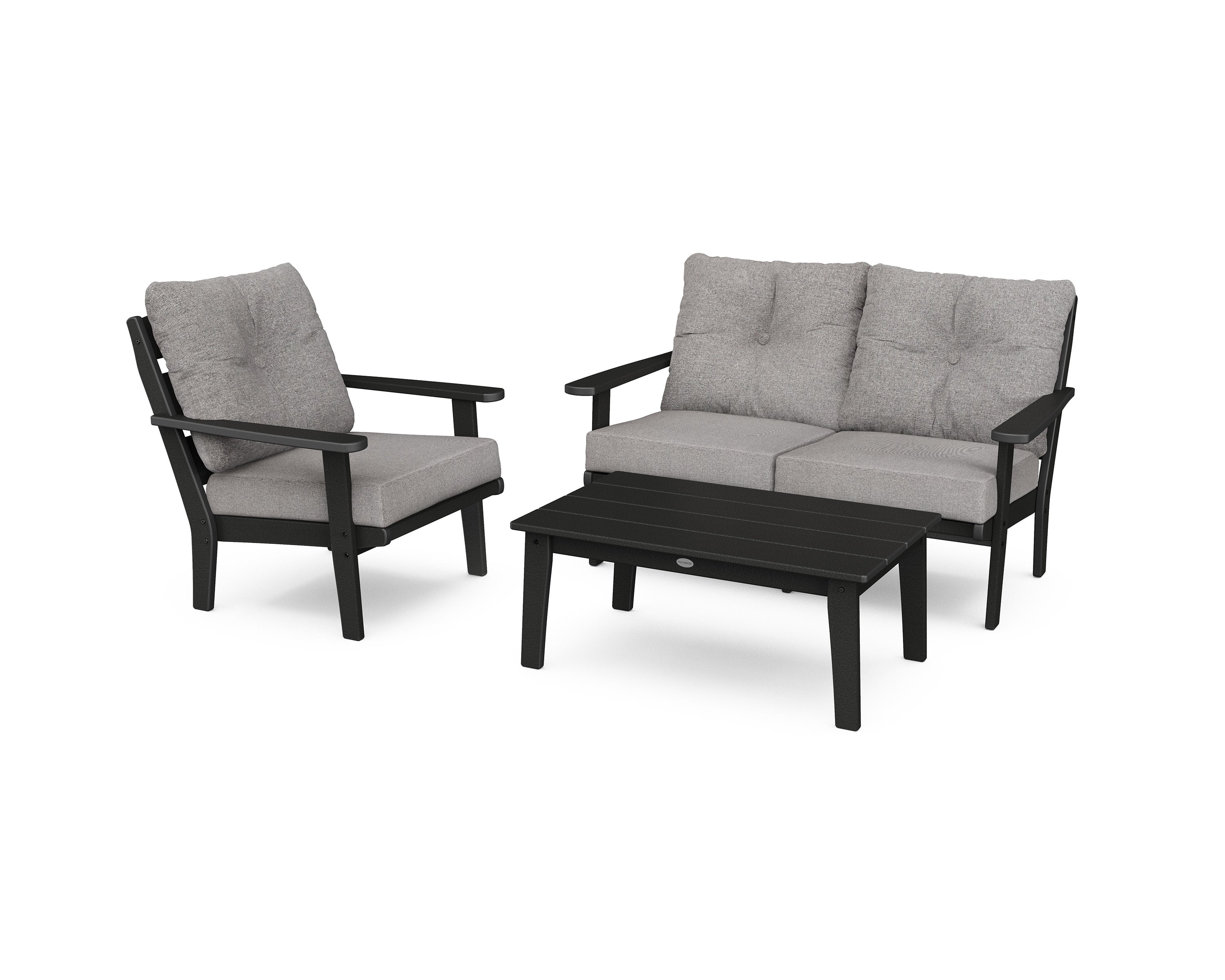 Lakeside 3-Piece Deep Seating Set in Black / Grey Mist
