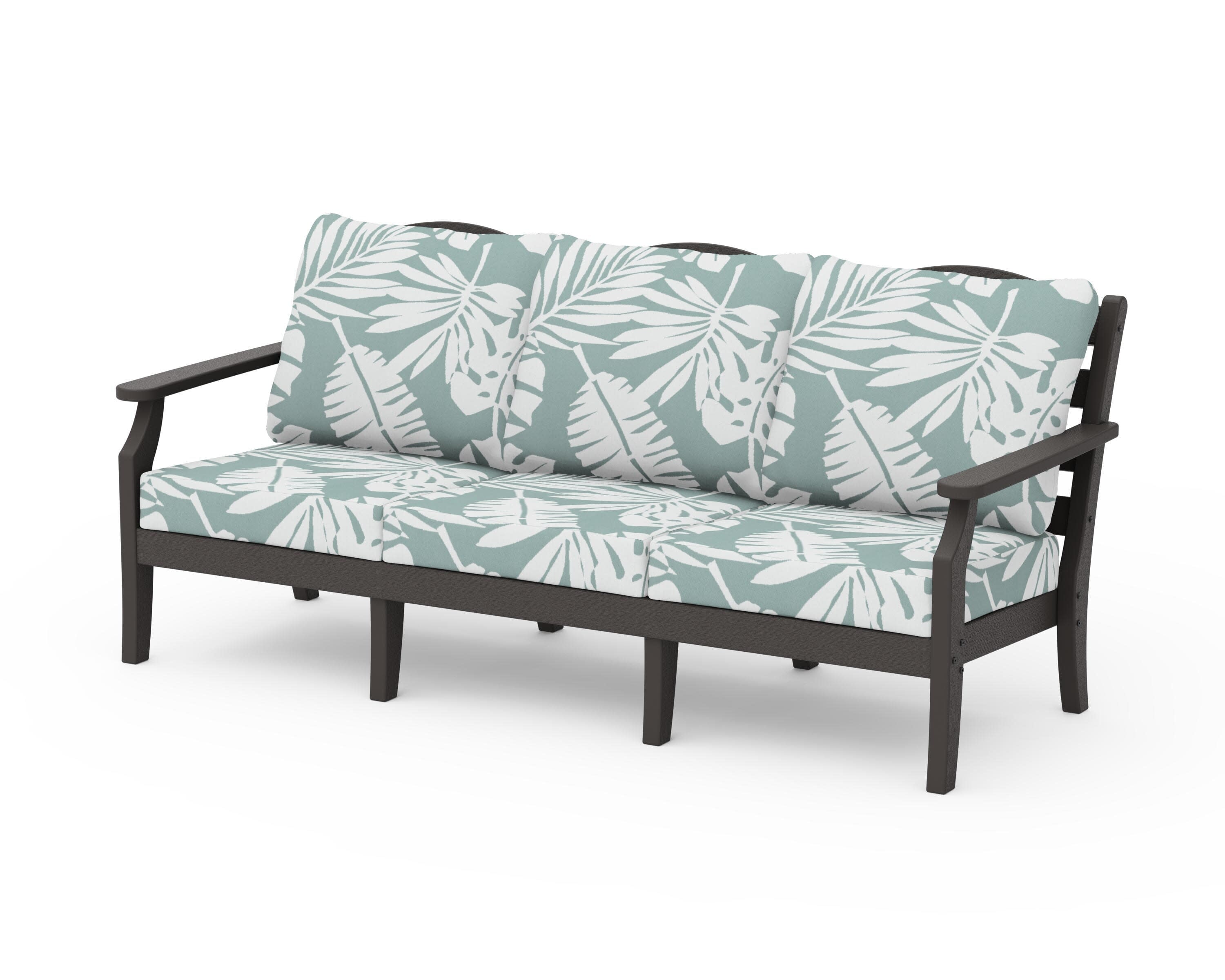 Savannah Deep Seating Sofa in Vintage Coffee / Leaf Glacier Spa