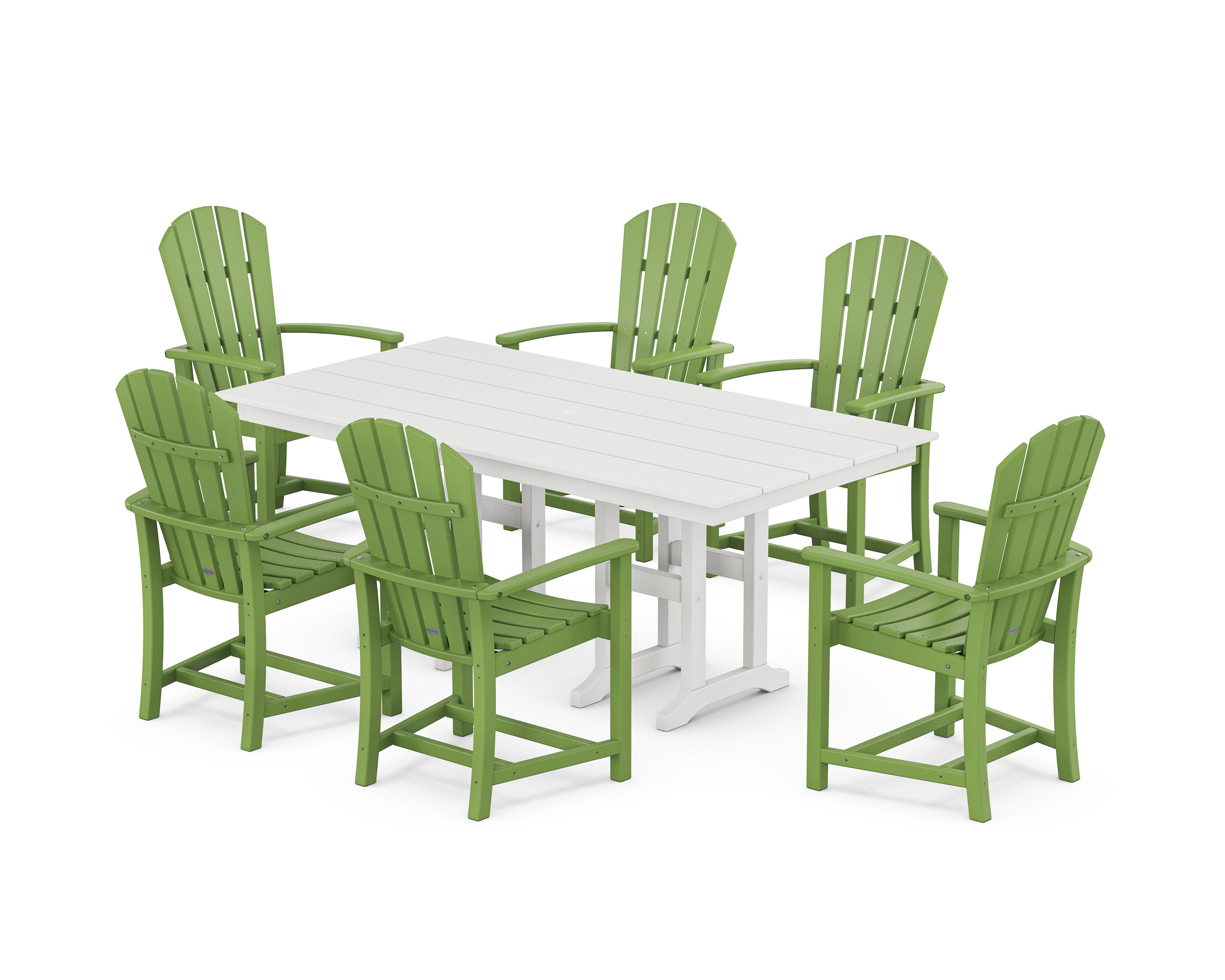 Palm Coast 7-Piece Farmhouse Dining Set in Lime / White