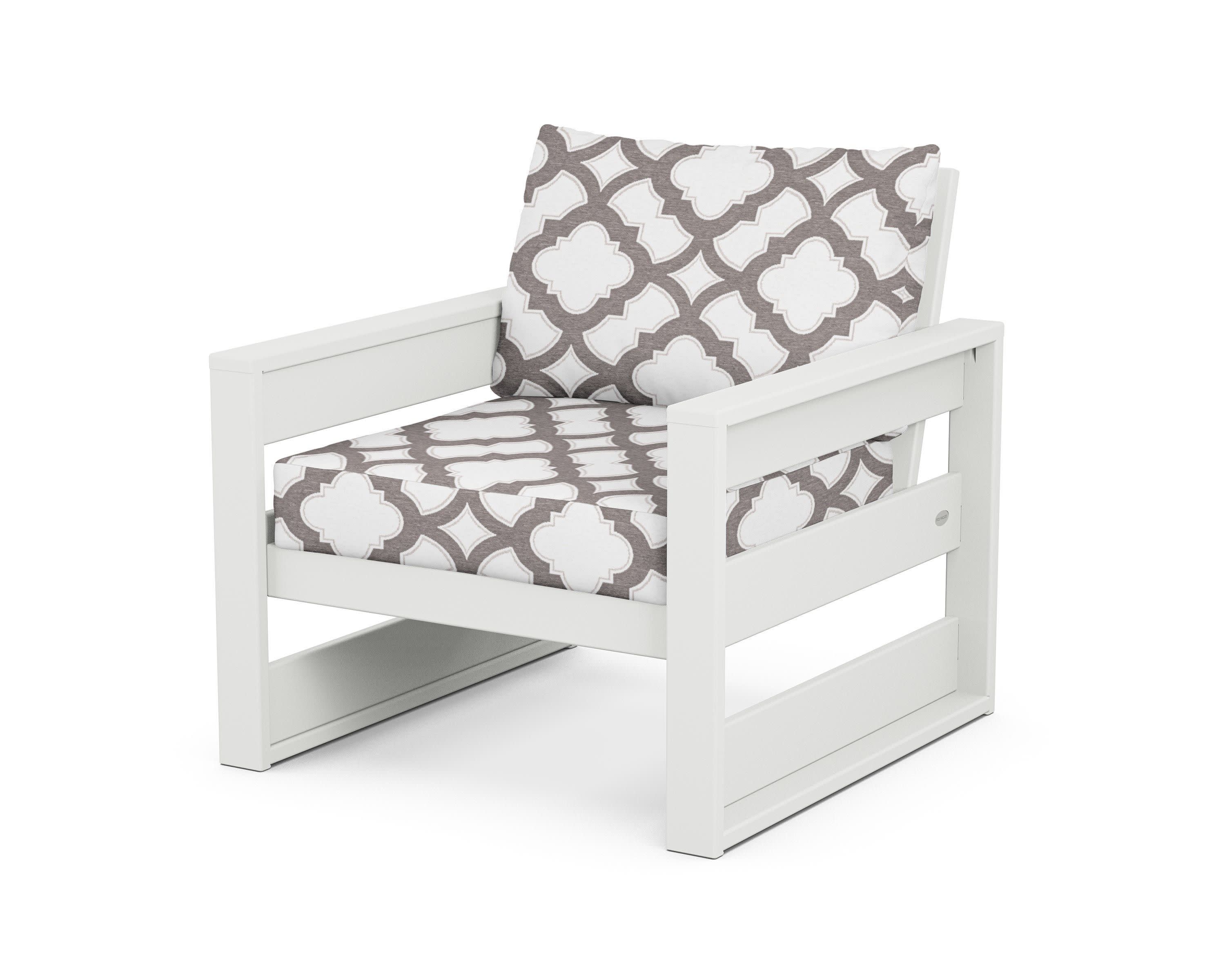 Westport Club Chair in White / Trellis Grey Mist