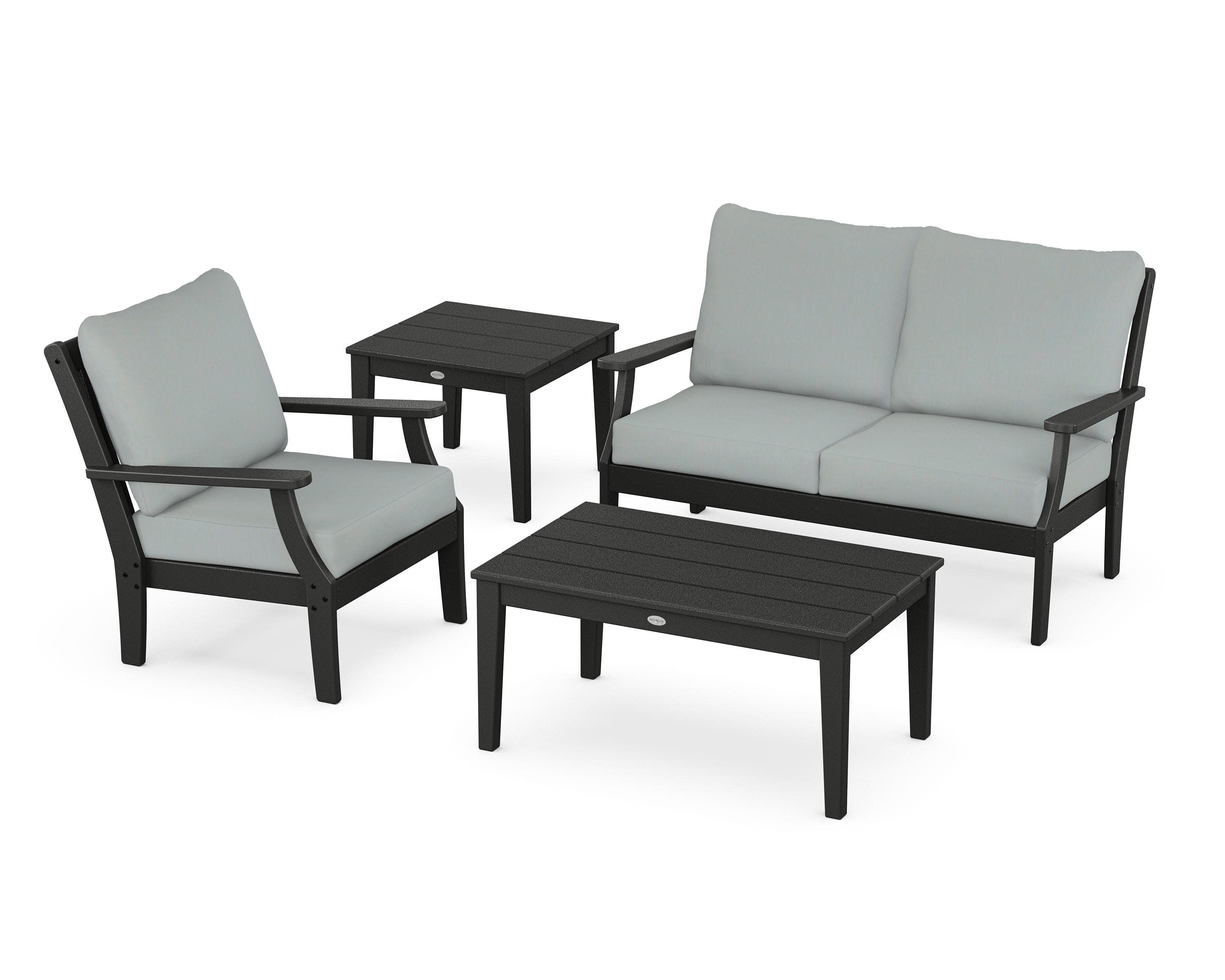 Braxton 4-Piece Deep Seating Set in Black / Spa
