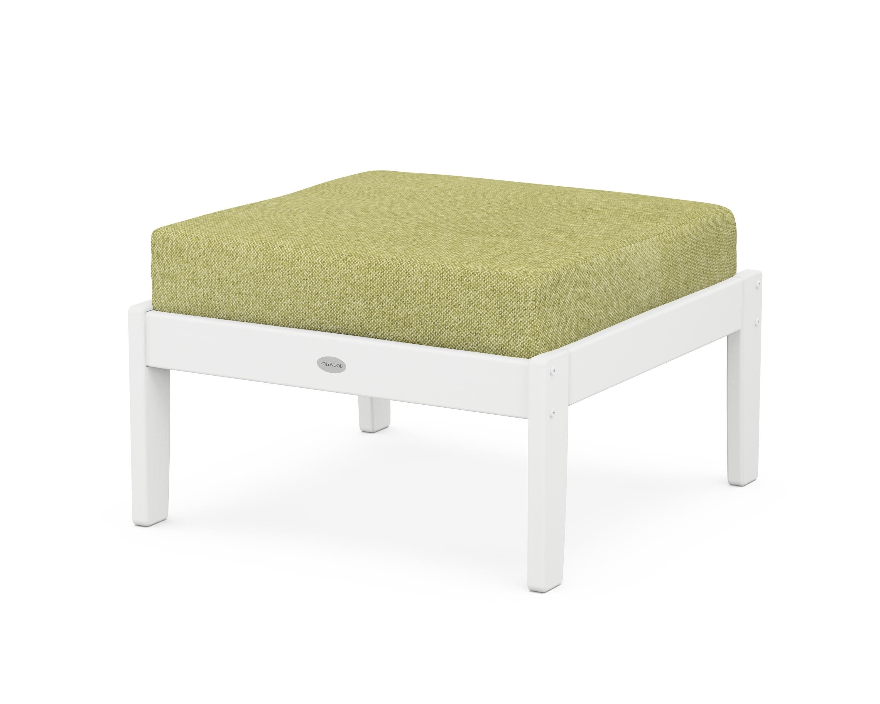 Braxton Deep Seating Ottoman in White / Chartreuse Boucle