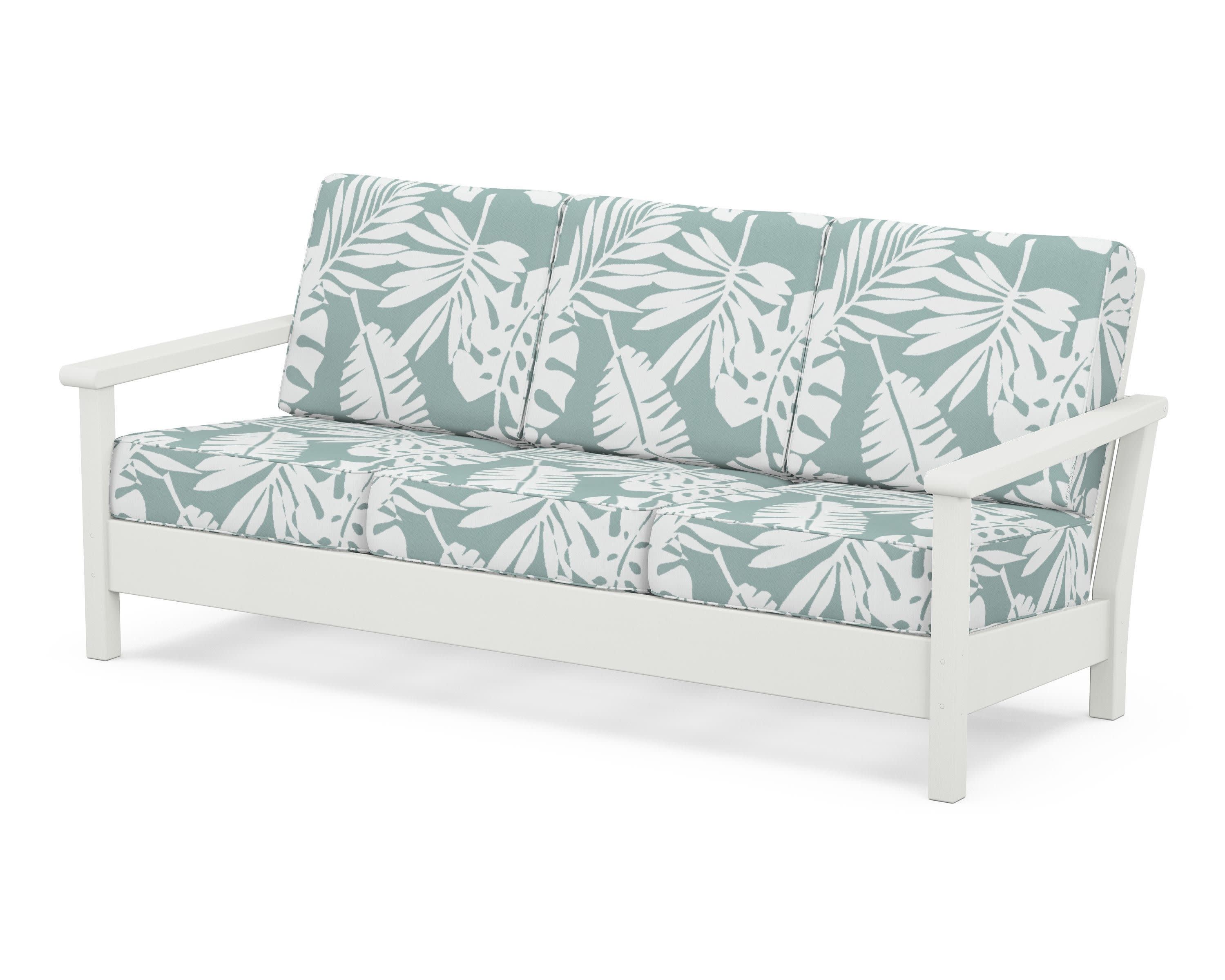 Harbour Deep Seating Sofa in Vintage White / Leaf Glacier Spa