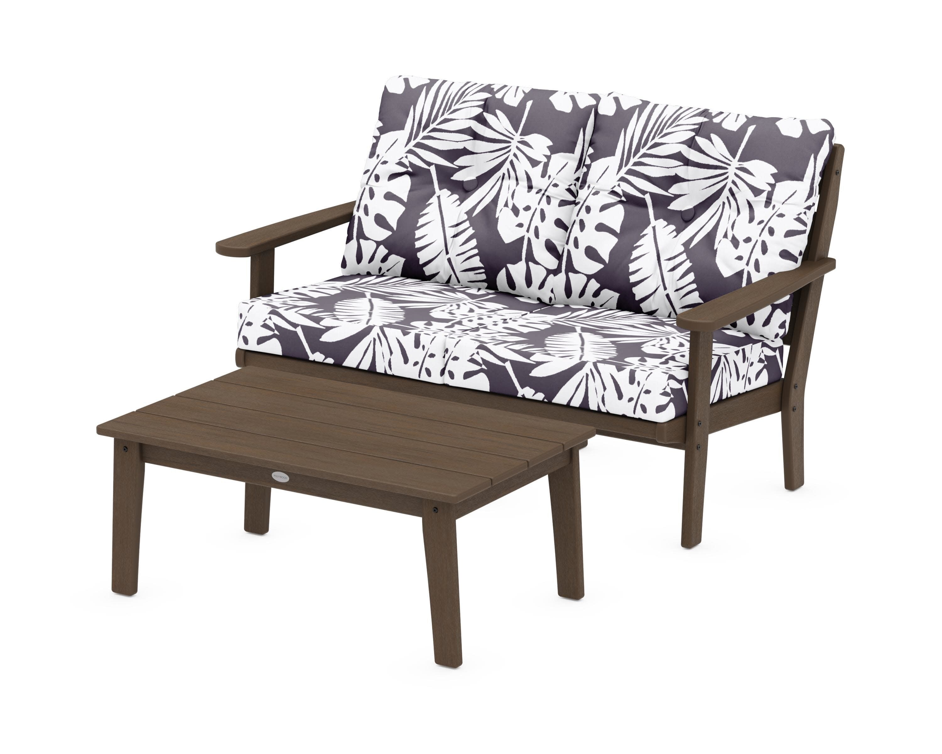 Lakeside 2-Piece Lounge Loveseat Set in Kona / Leaf Navy
