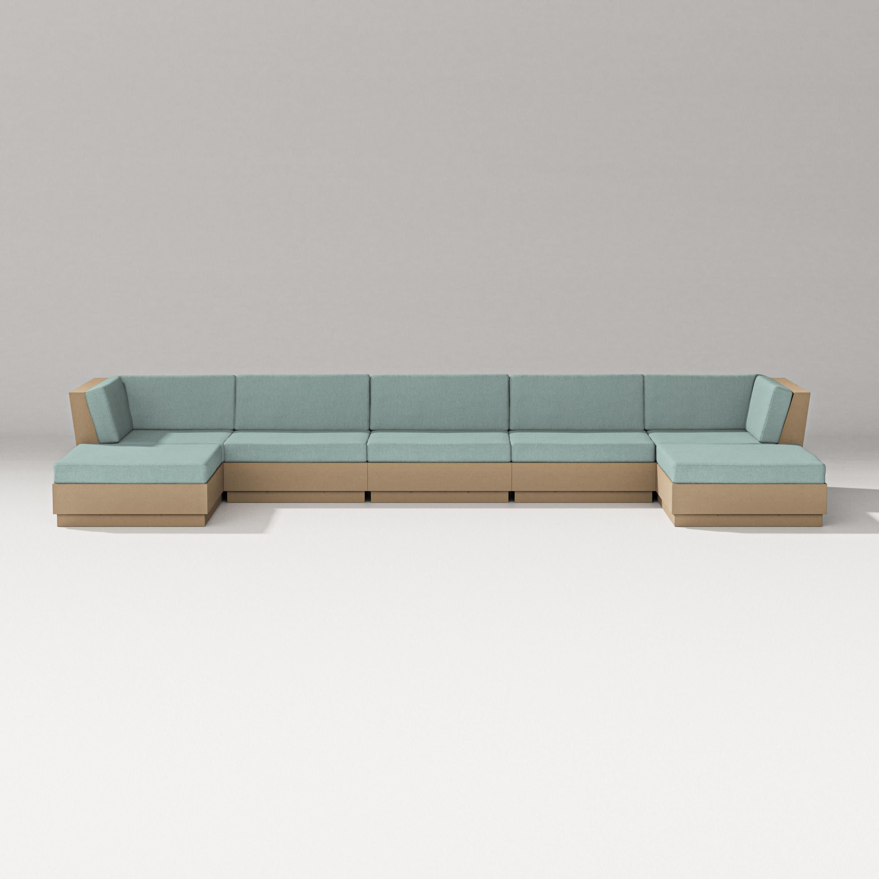 Elevate 7-Piece Double Chaise Sectional in Vintage Sahara / Glacier Spa