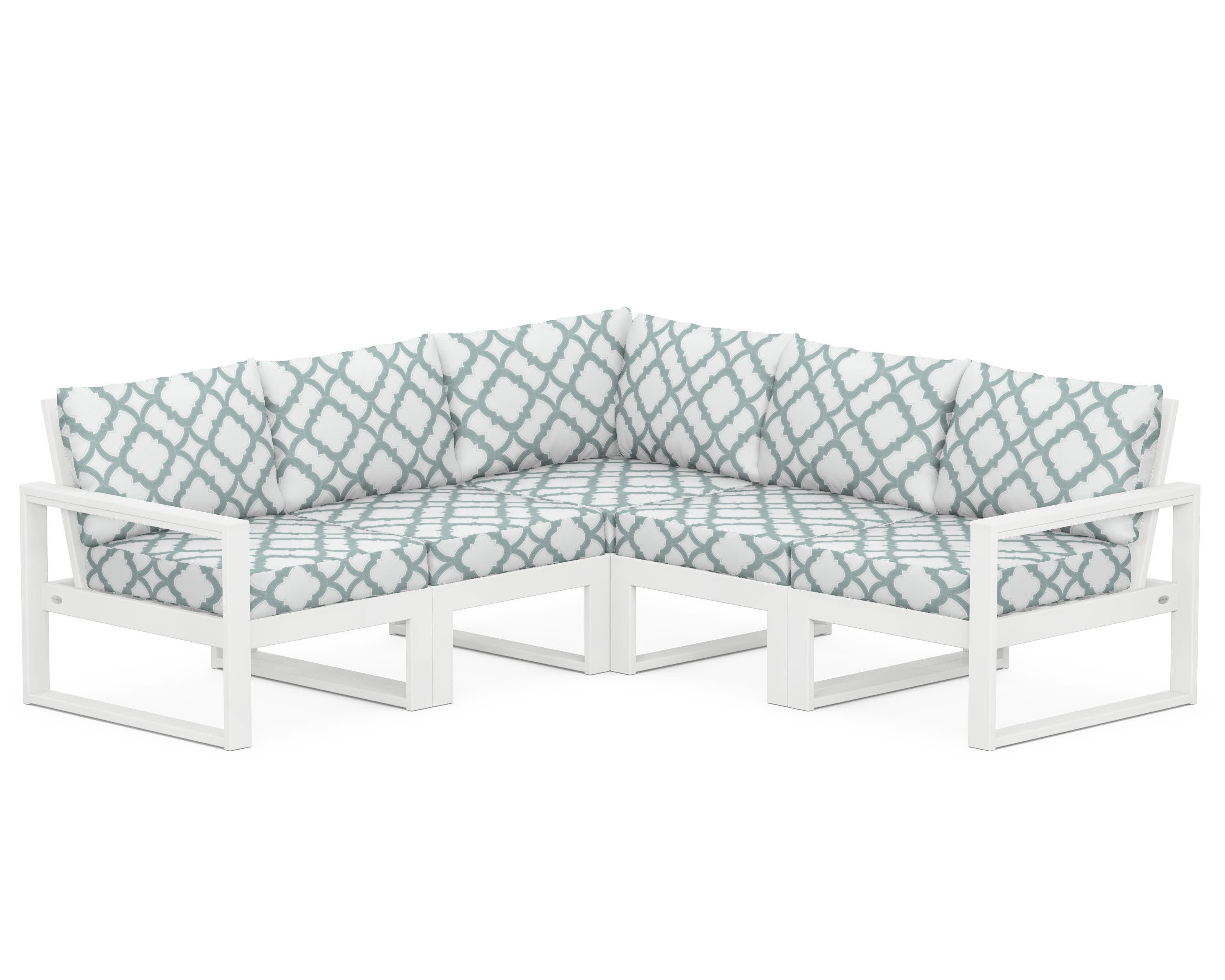 EDGE 5-Piece Modular Deep Seating Set in White / Trellis Glacier Spa
