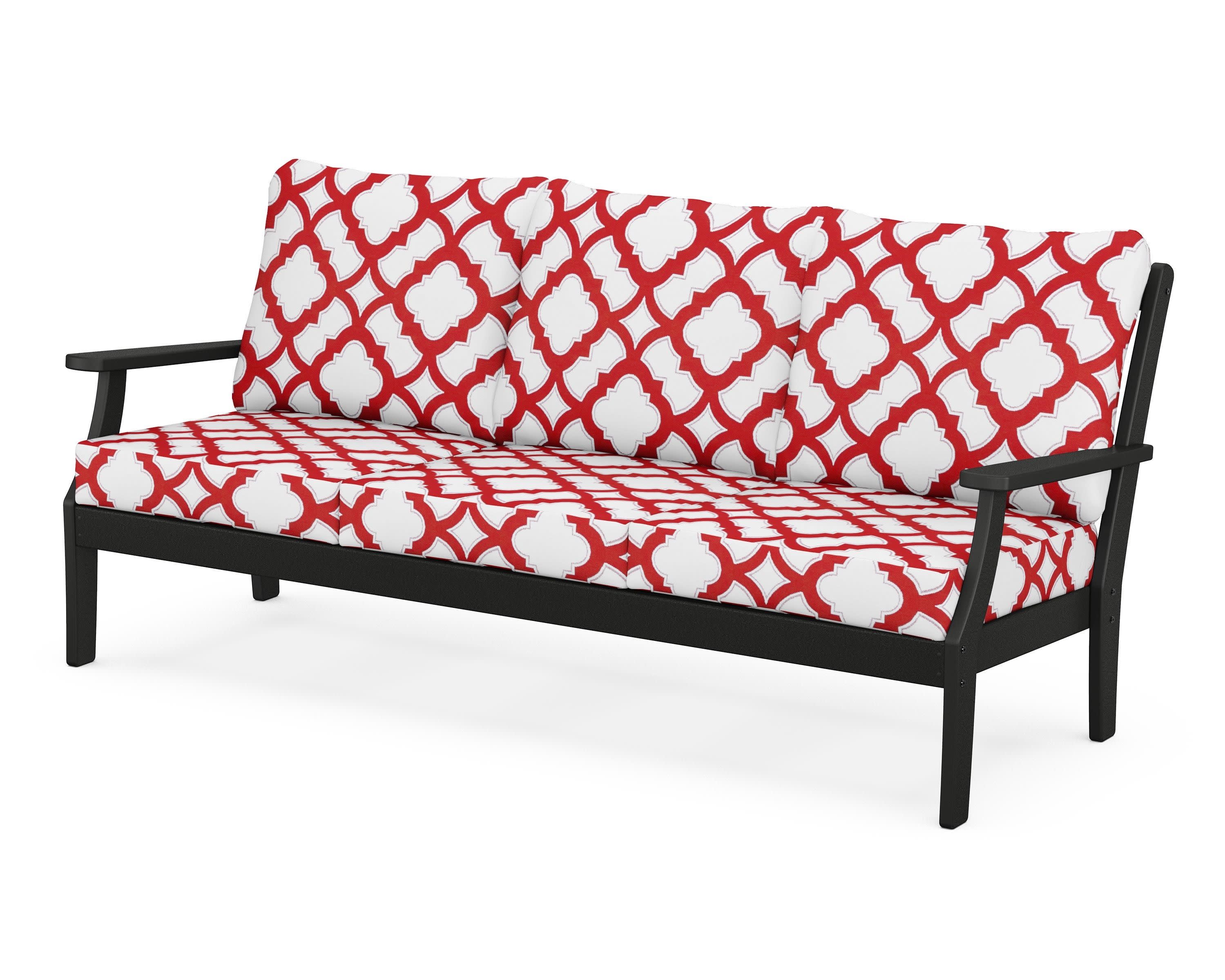 Braxton Deep Seating Sofa in Black / Trellis Crimson
