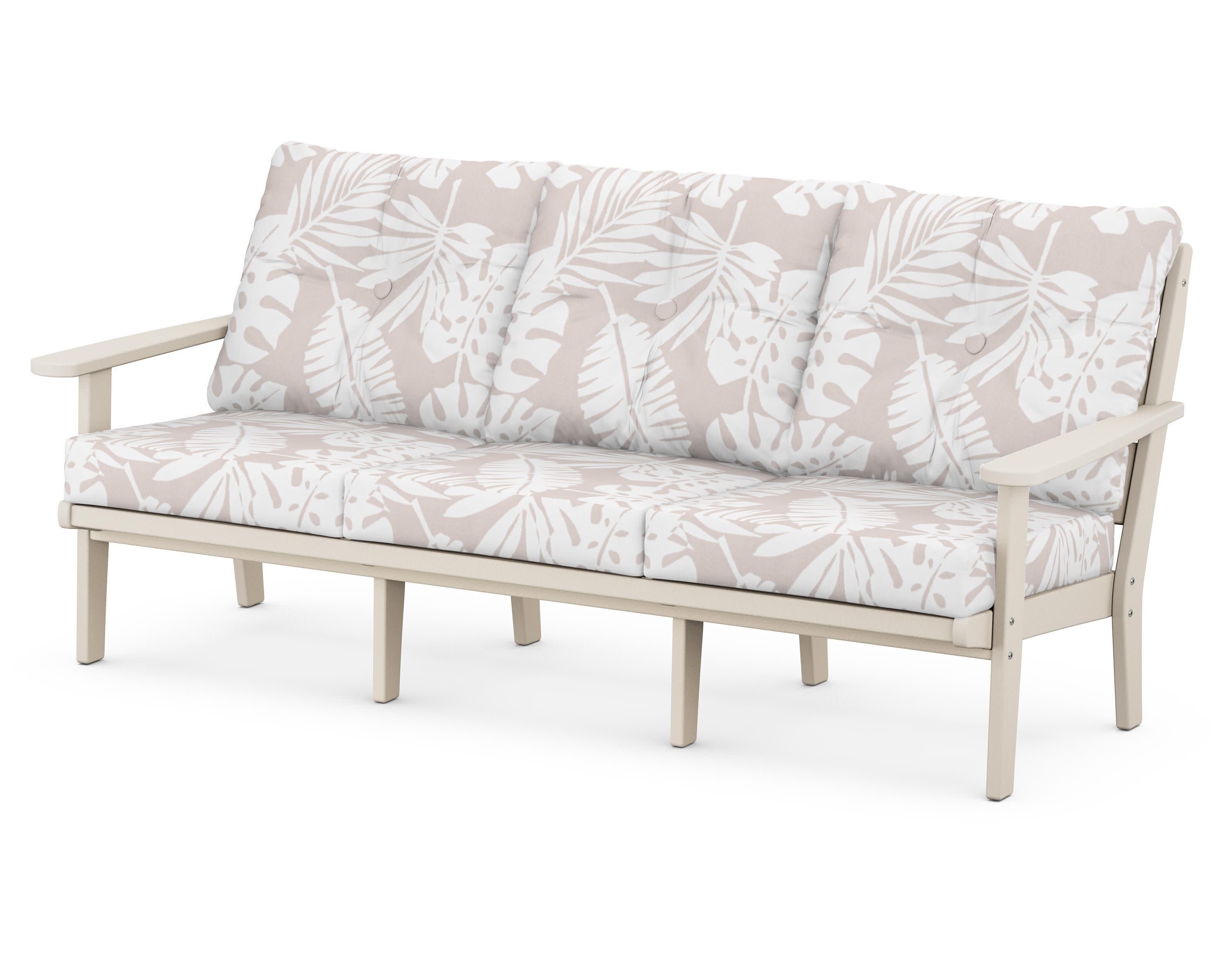Lakeside Deep Seating Sofa in Sand / Leaf Dune Burlap