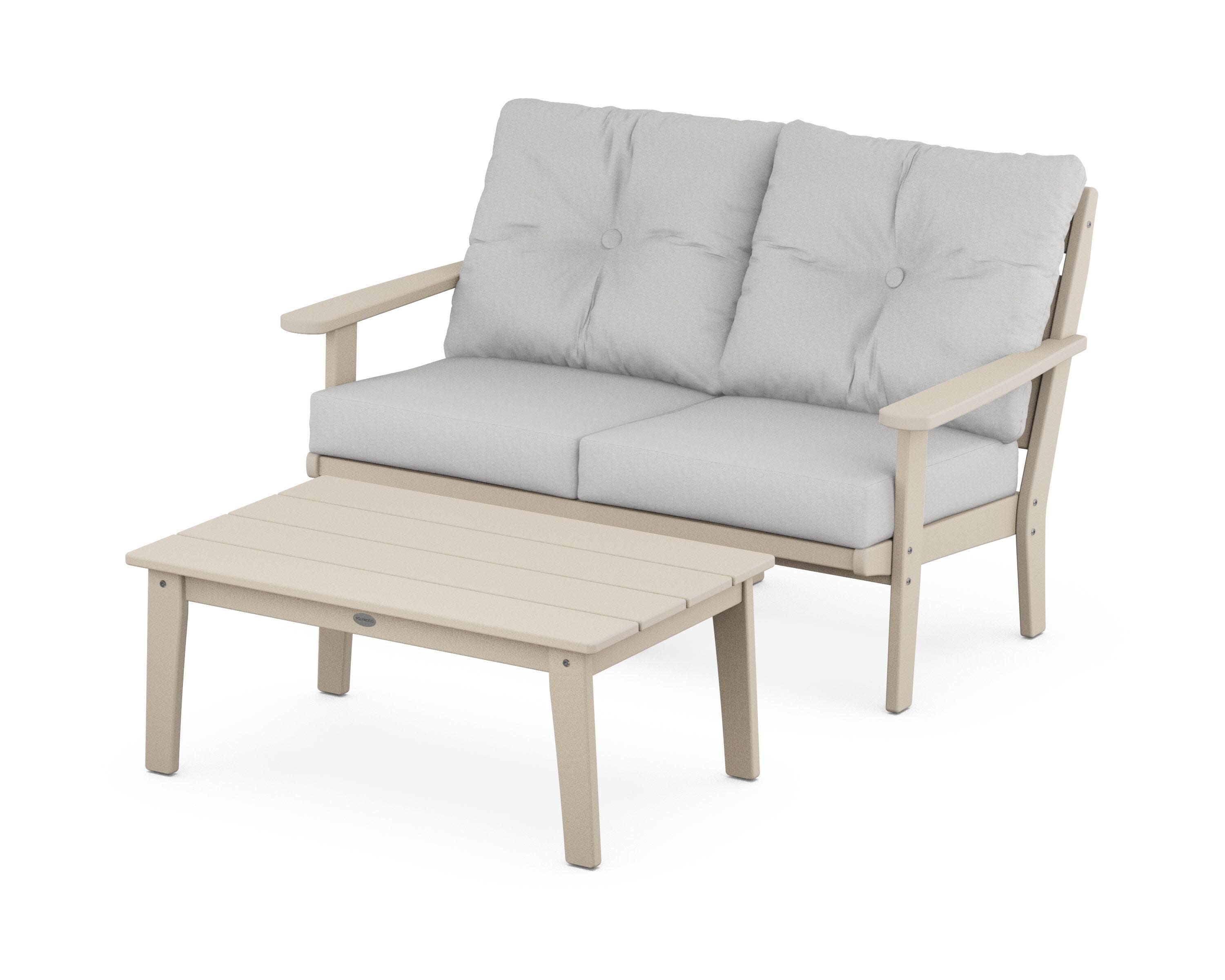 Lakeside 2-Piece Lounge Loveseat Set in Sand / Diamond in the Rough