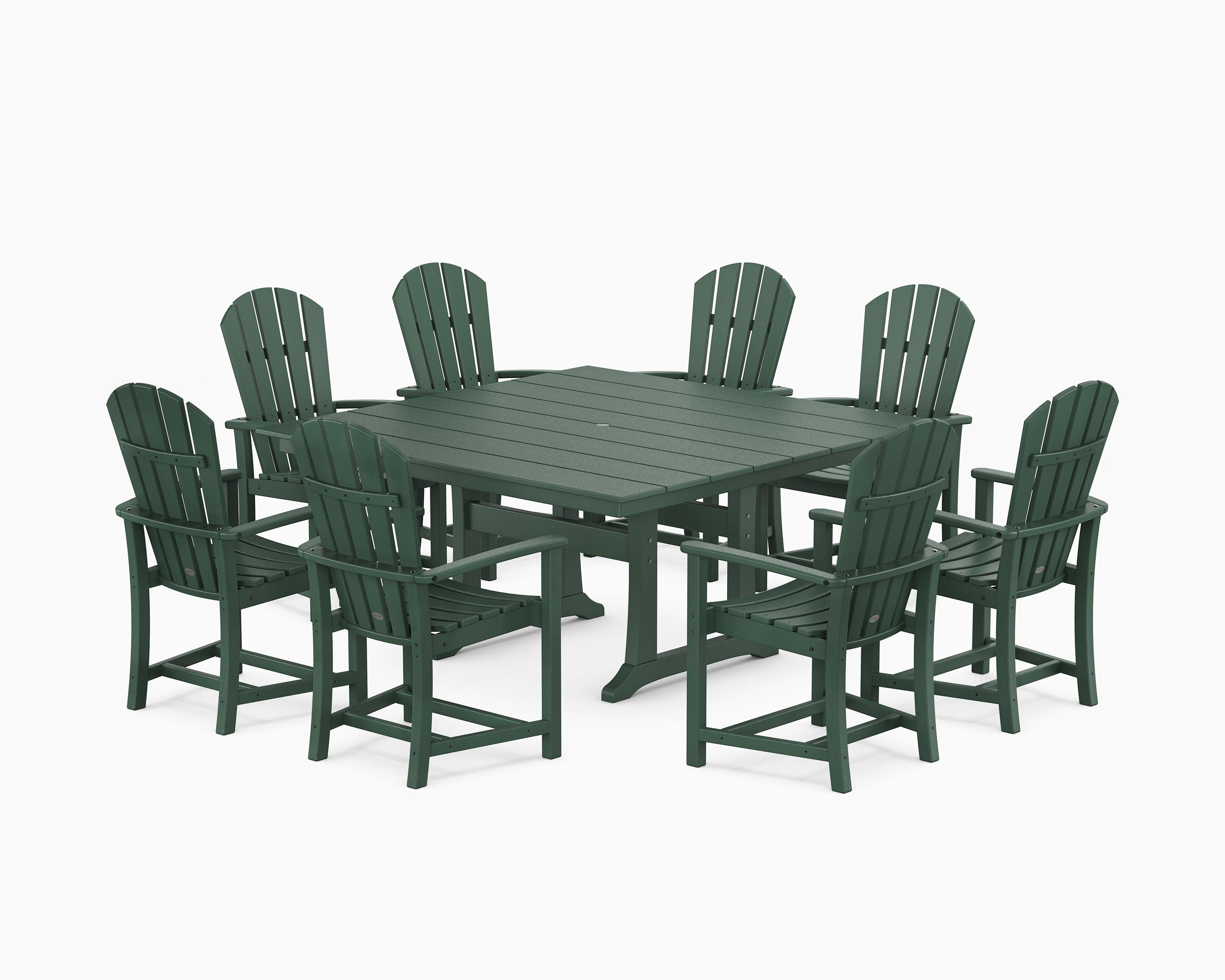 Palm Coast 9-Piece Square Farmhouse Dining Set with Trestle Legs in Green
