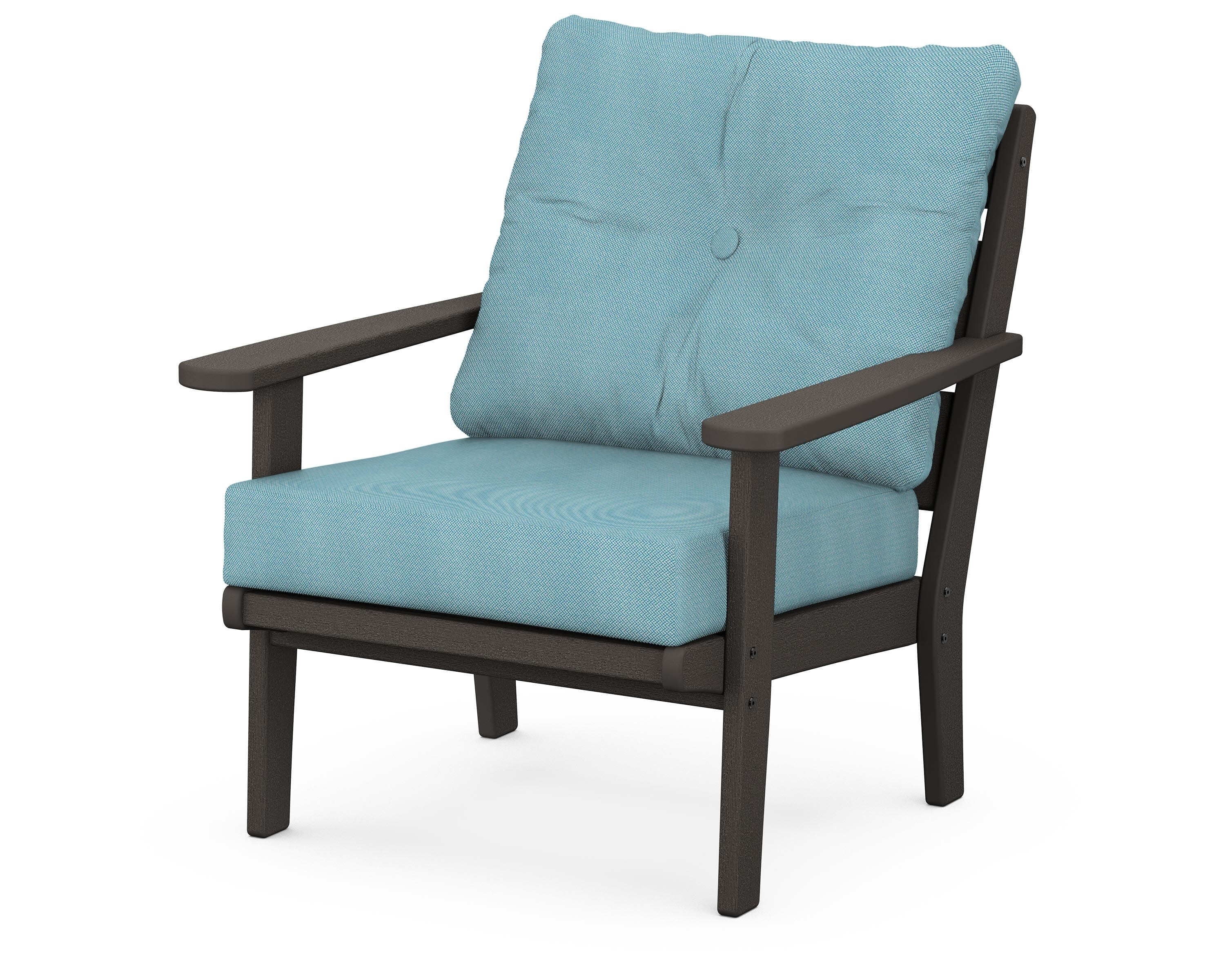 Lakeside Deep Seating Chair in Vintage Coffee / Lattice Sky Blue
