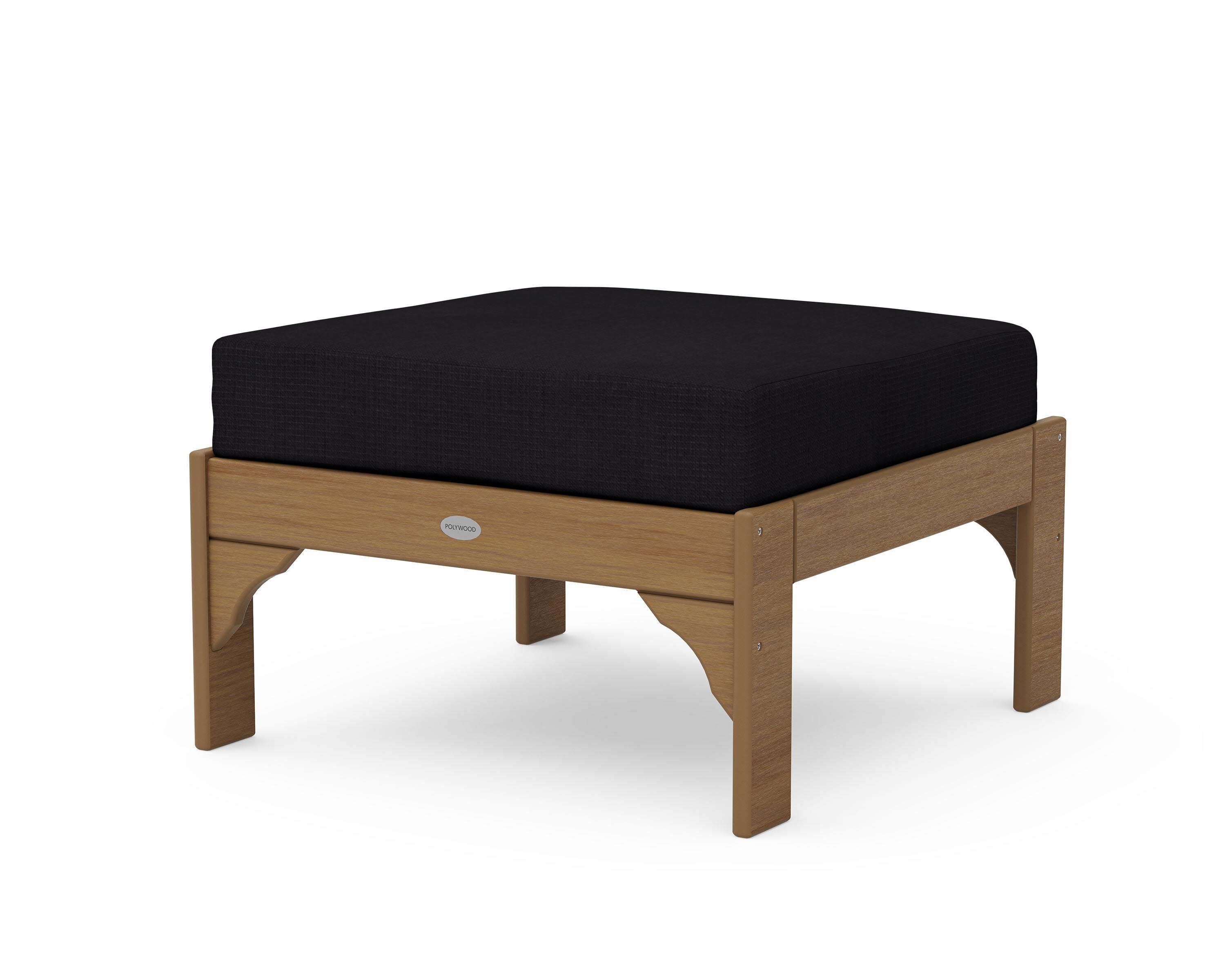 Vineyard Deep Seating Ottoman in Natural / Midnight Linen
