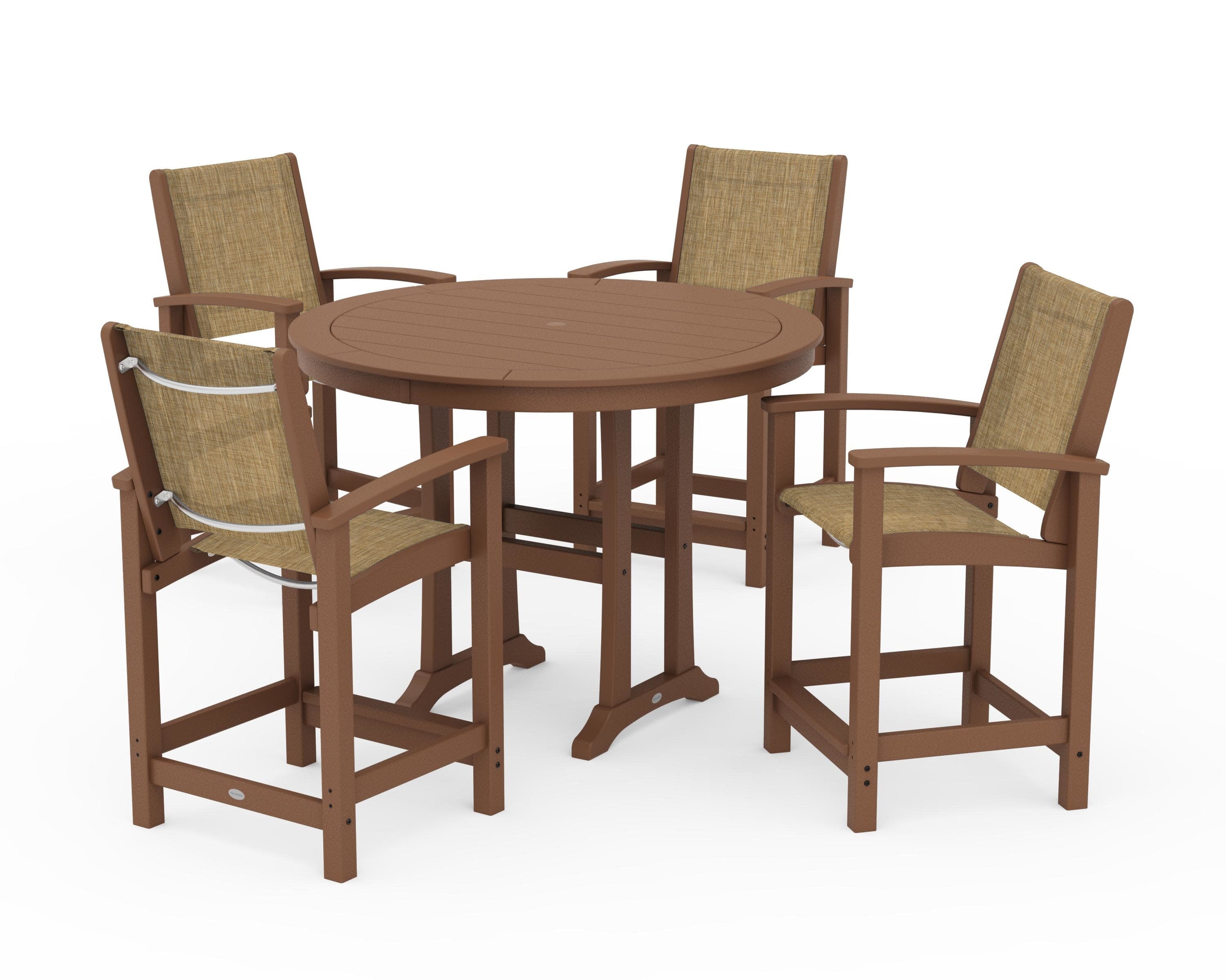 Coastal 5-Piece Counter Set in Teak / Burlap Sling