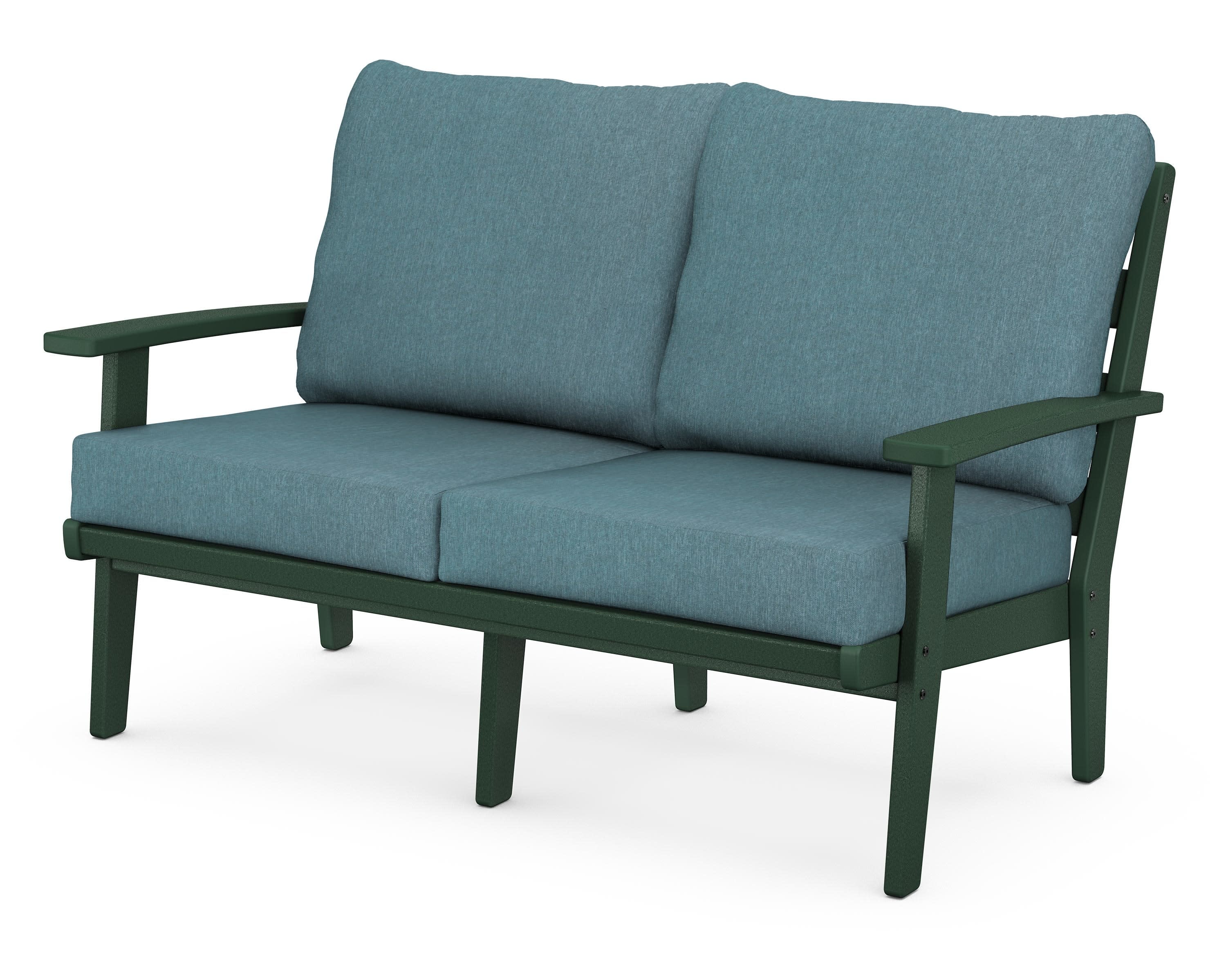 Grant Park Deep Seating Loveseat in Green / Ocean Teal