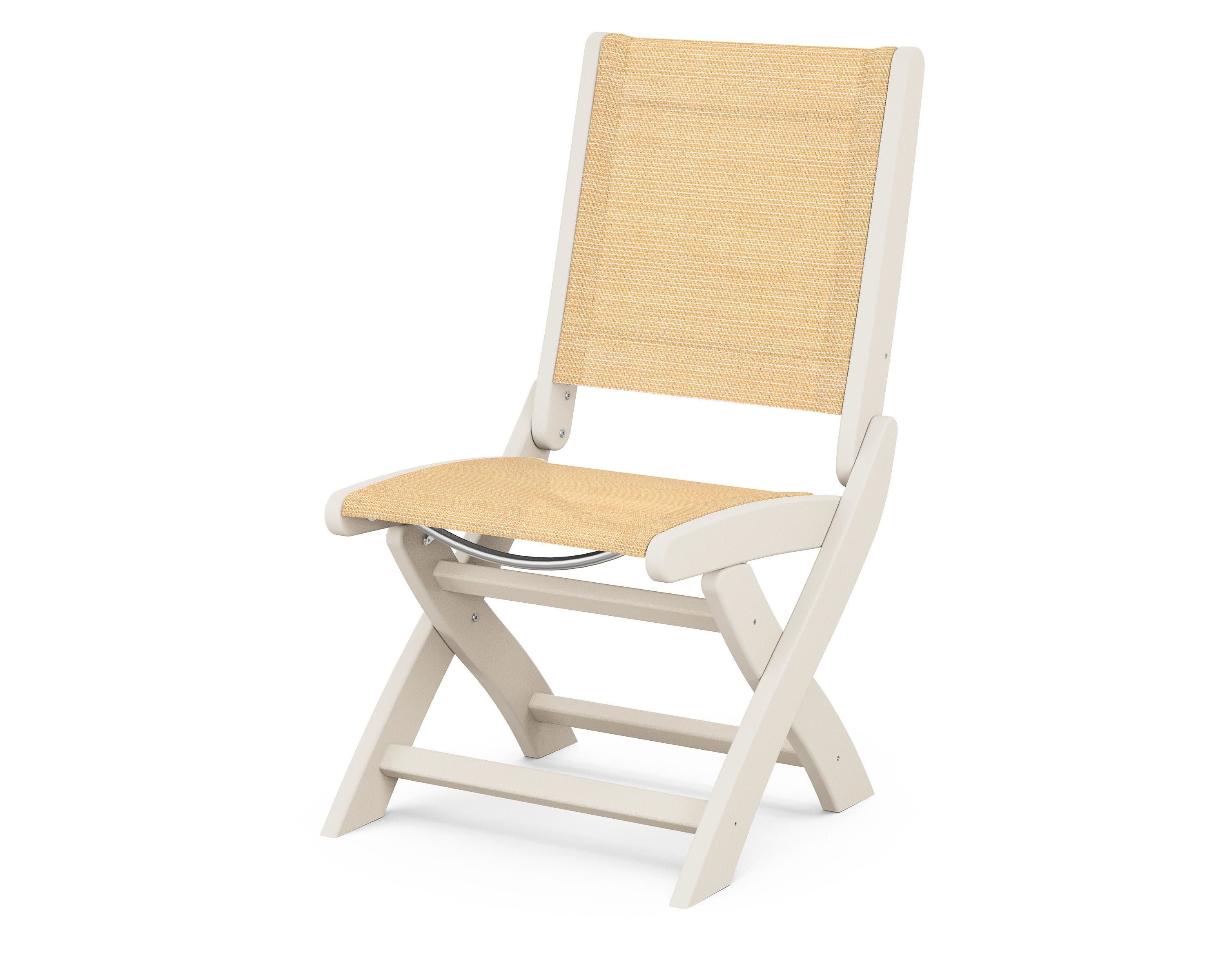 Coastal Folding Side Chair in Sand / Dupioni Apricot Sling
