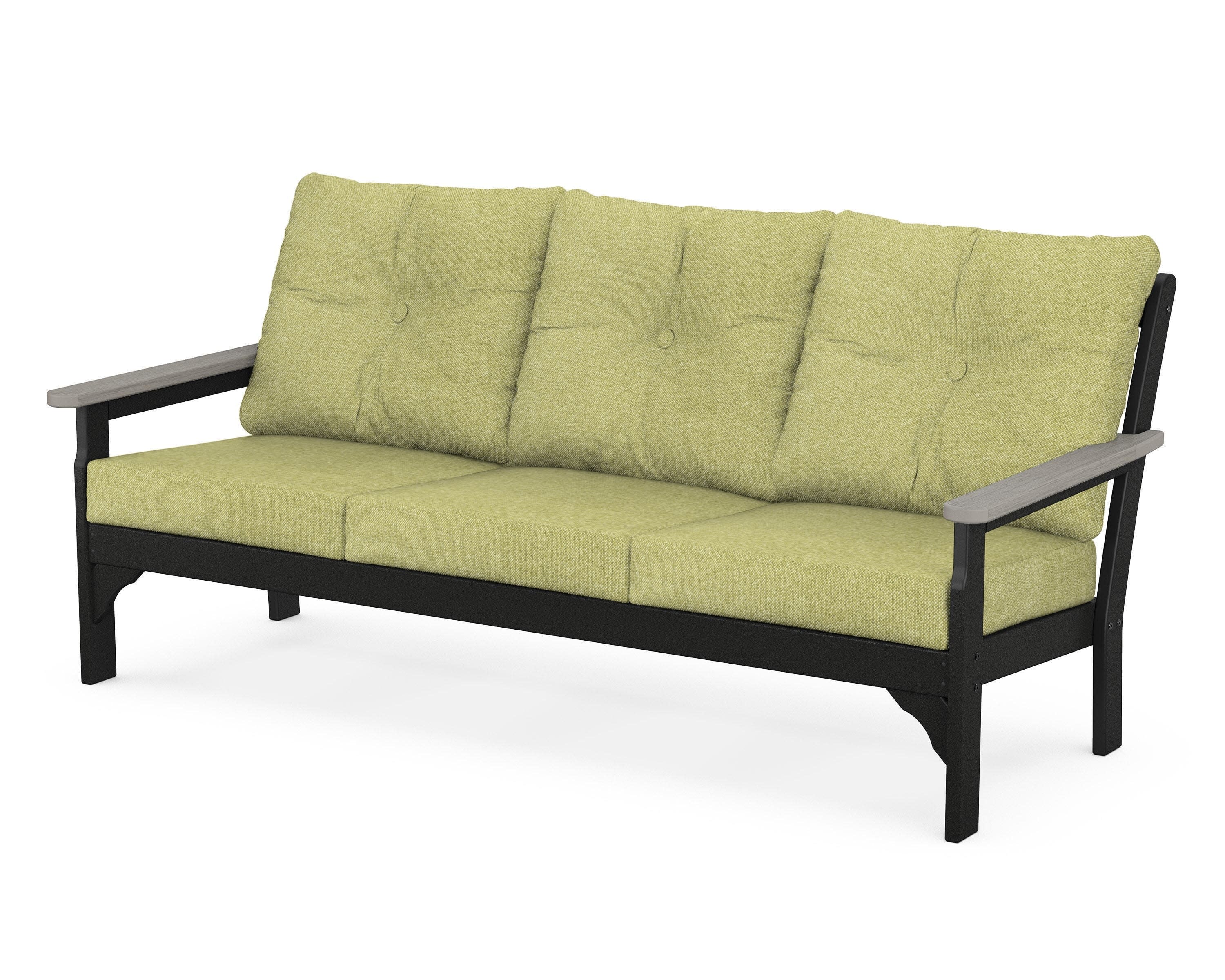 Vineyard Deep Seating Sofa in Black / Driftwood / Chartreuse Boucle