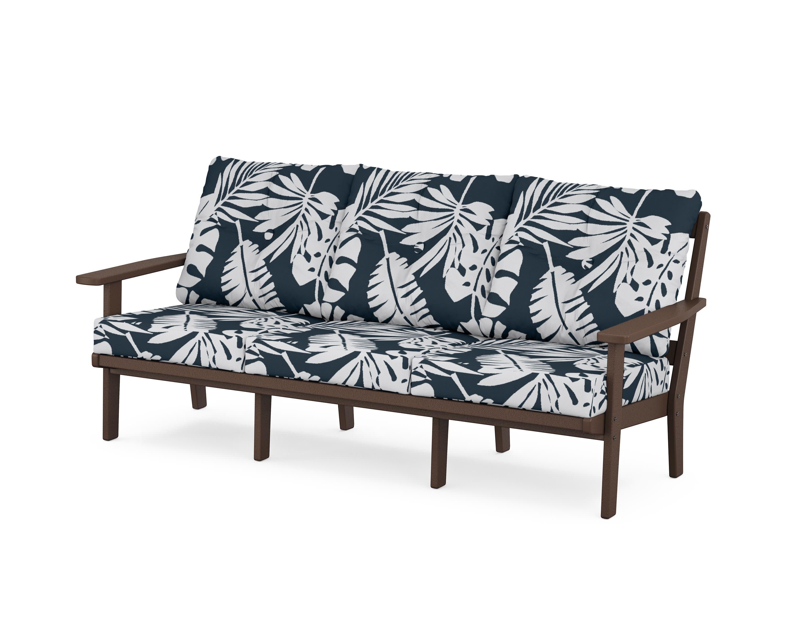 PrairieDeep Seating Sofa in Mahogany / Leaf Marine Indigo