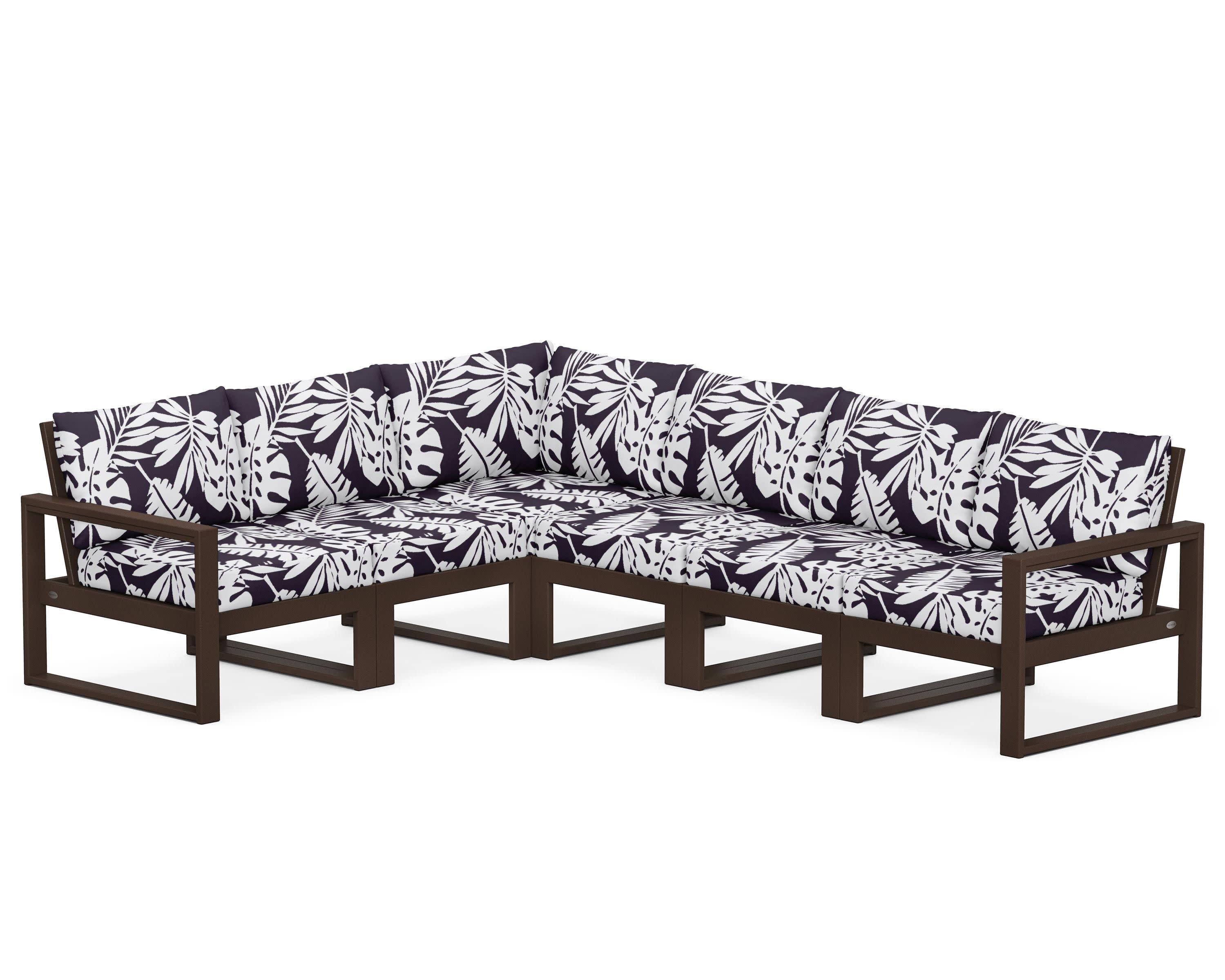 EDGE 6-Piece Modular Deep Seating Set in Mahogany / Leaf Navy
