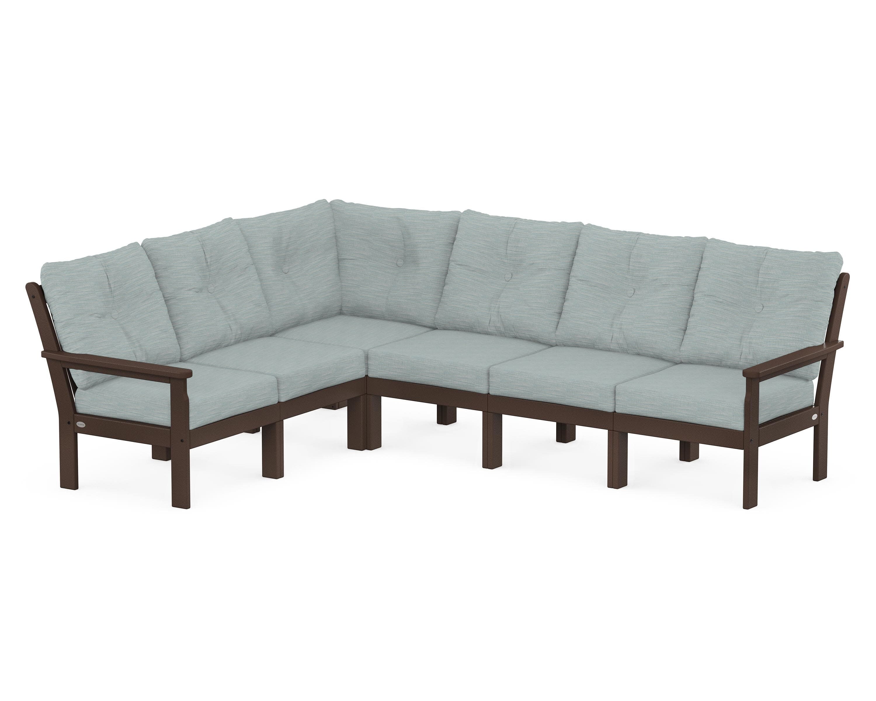 Vineyard 6-Piece Sectional in Mahogany / Soothe Mist