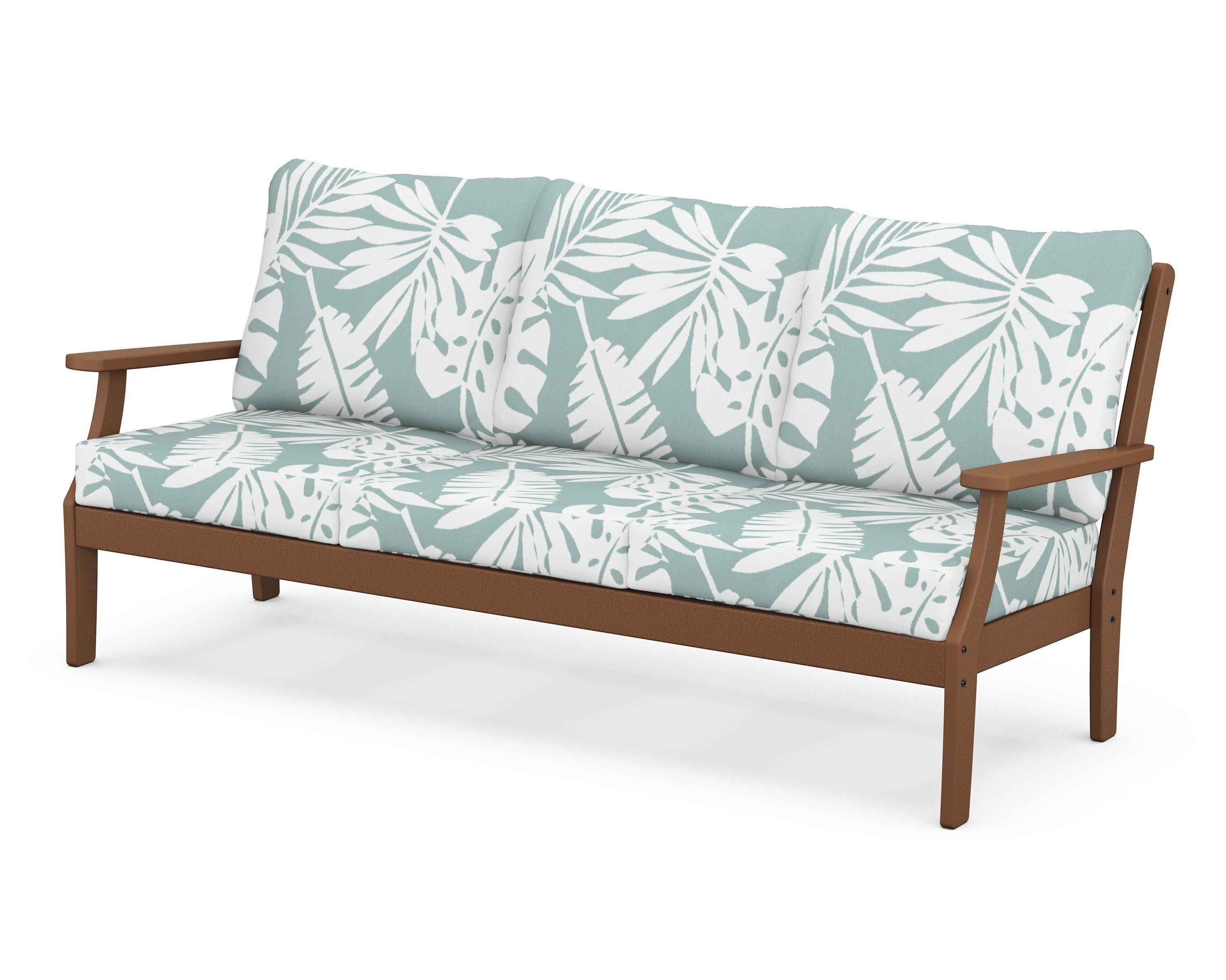 Braxton Deep Seating Sofa in Teak / Leaf Glacier Spa