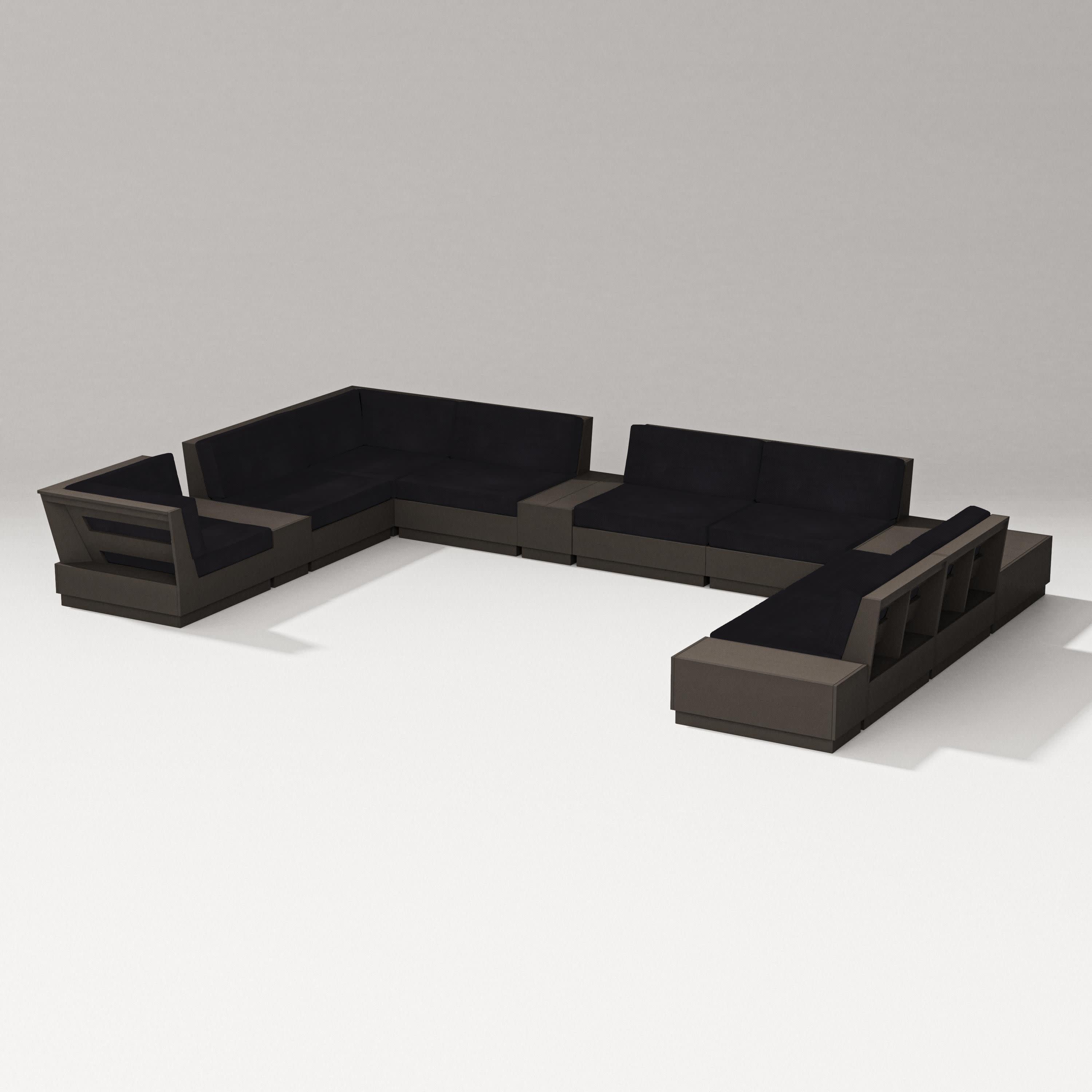 Elevate 12-Piece Conversation Sectional Set in Vintage Coffee / Midnight Linen