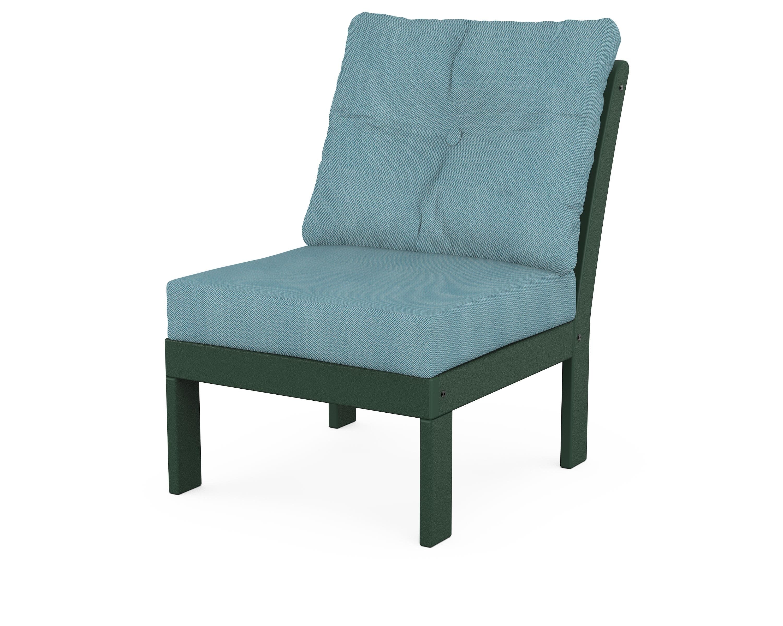 Vineyard Modular Armless Chair in Green / Lattice Sky Blue