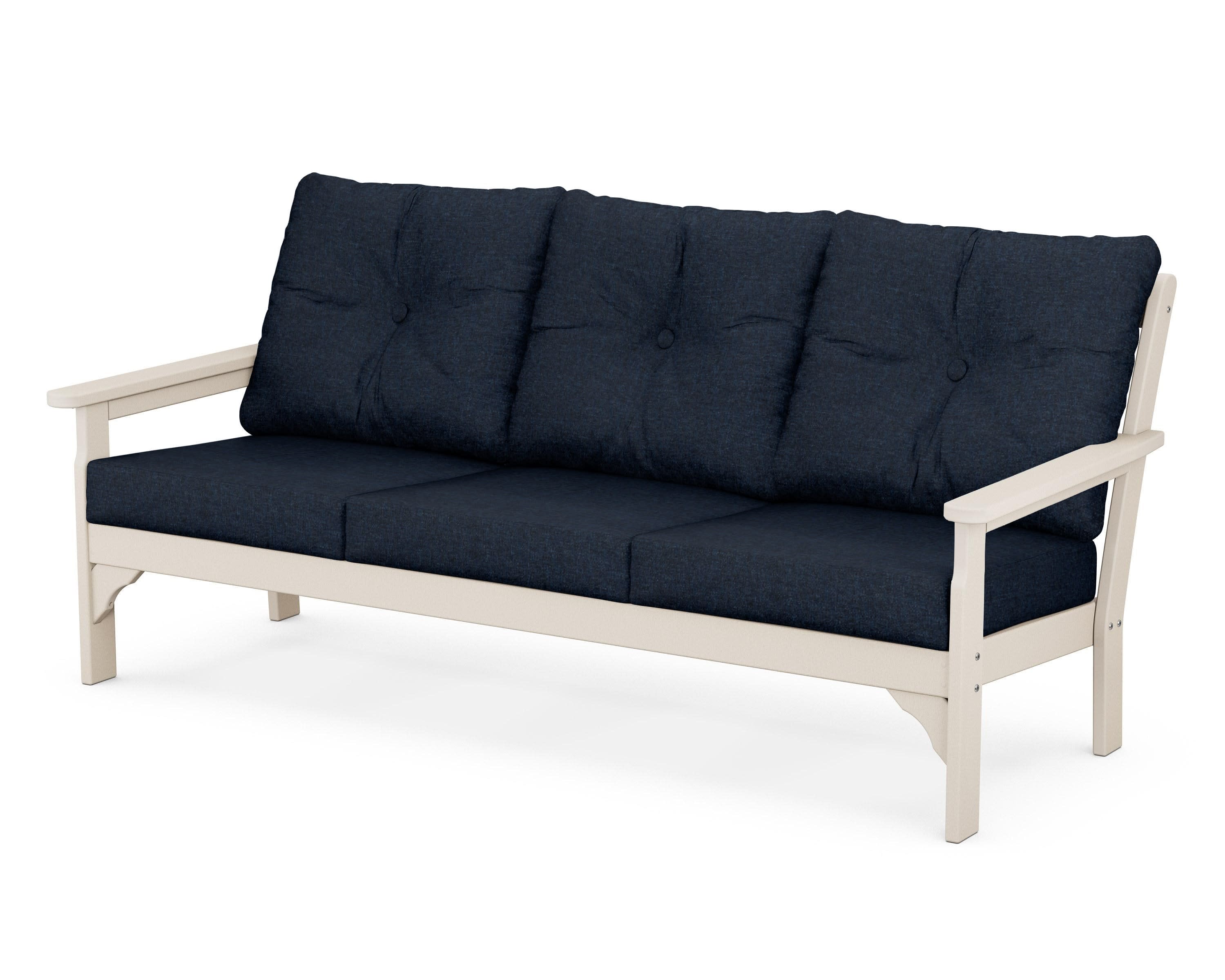 Vineyard Deep Seating Sofa in Sand / Marine Indigo