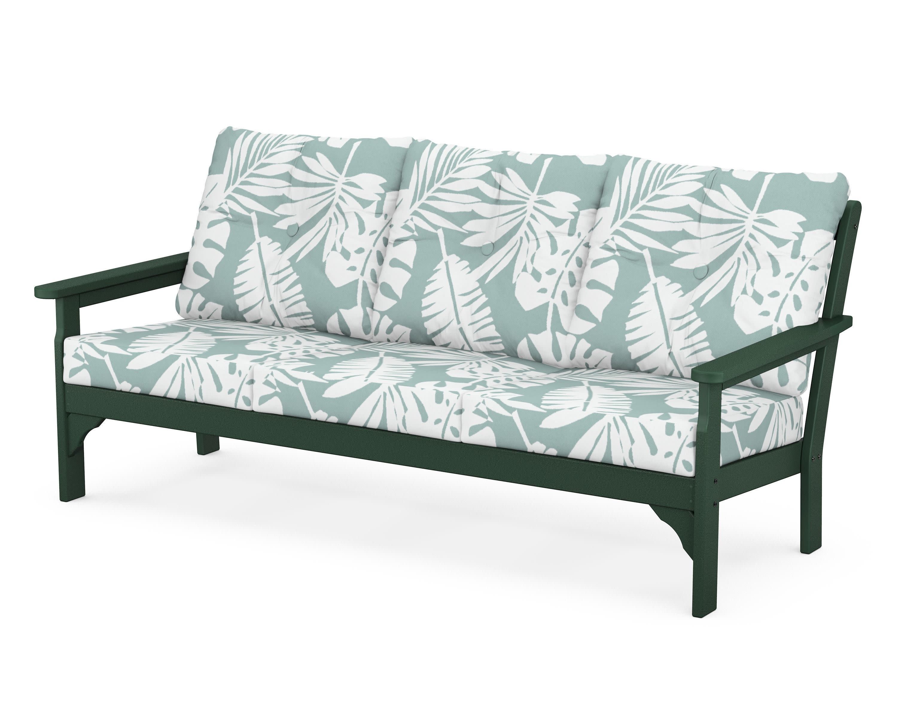 Vineyard Deep Seating Sofa in Green / Leaf Glacier Spa