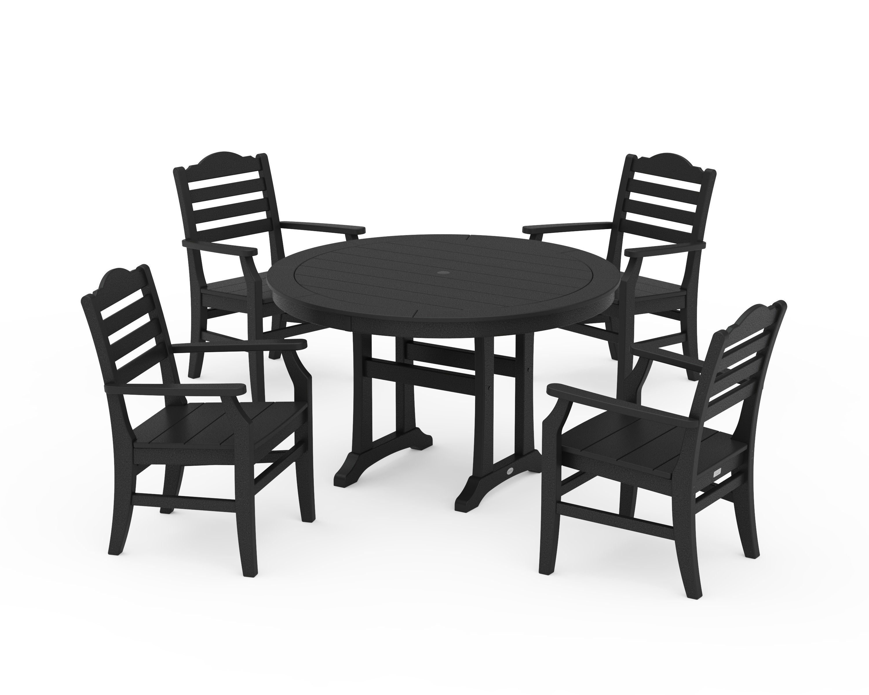 Savannah 5-Piece Round Dining Set with Trestle Legs in Black