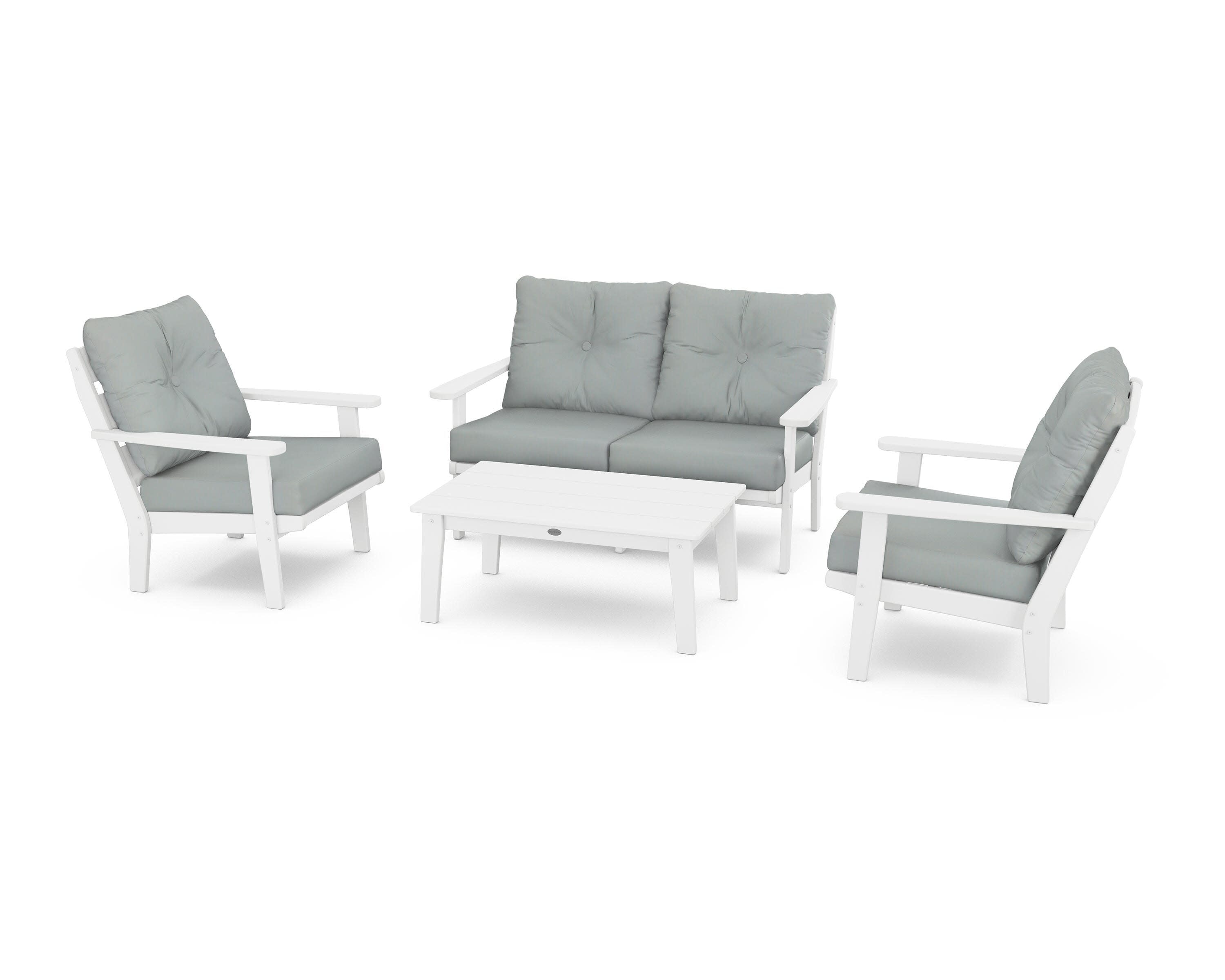 Lakeside 4-Piece Deep Seating Set in White / Spa