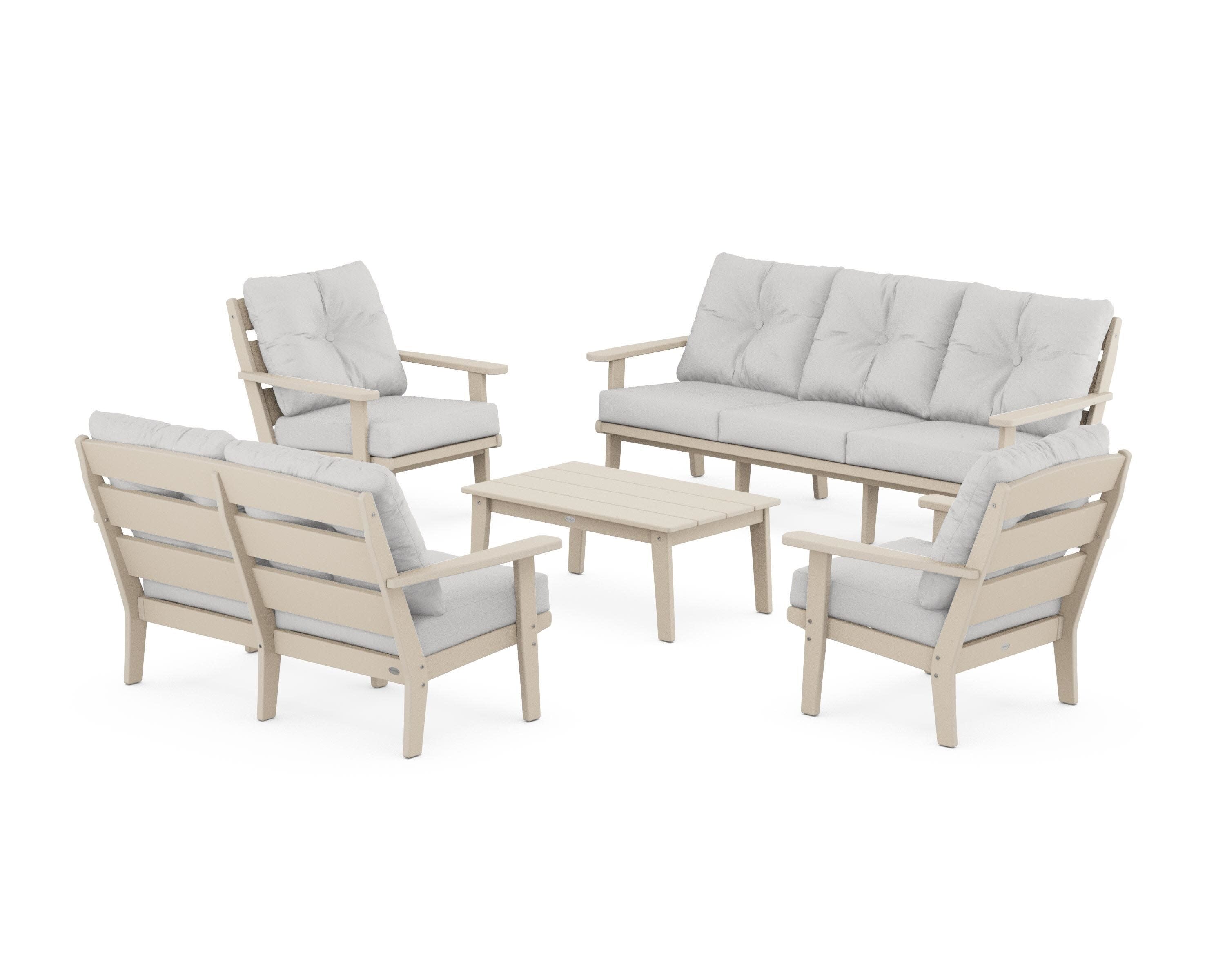 Lakeside 5-Piece Lounge Sofa Set in Sand / Diamond in the Rough