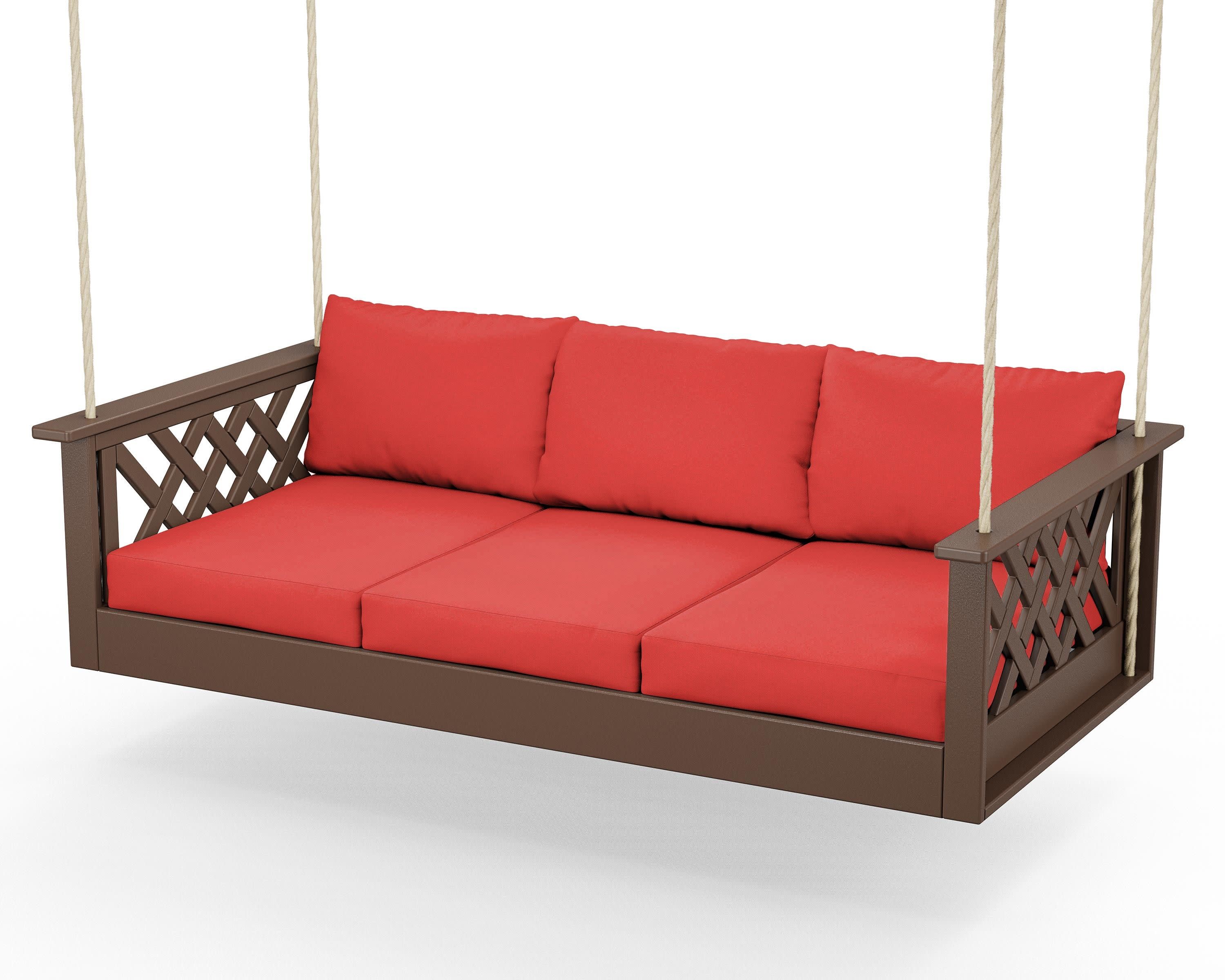 Wovendale Daybed Swing in Mahogany / Crimson Linen