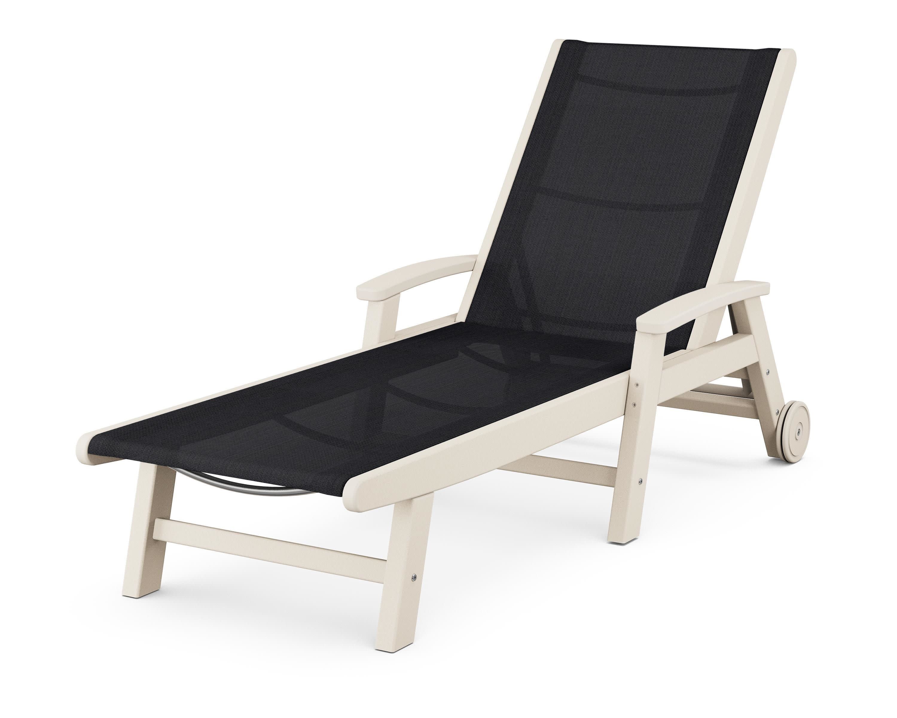 Coastal Chaise with Wheels in Sand / Black Sling
