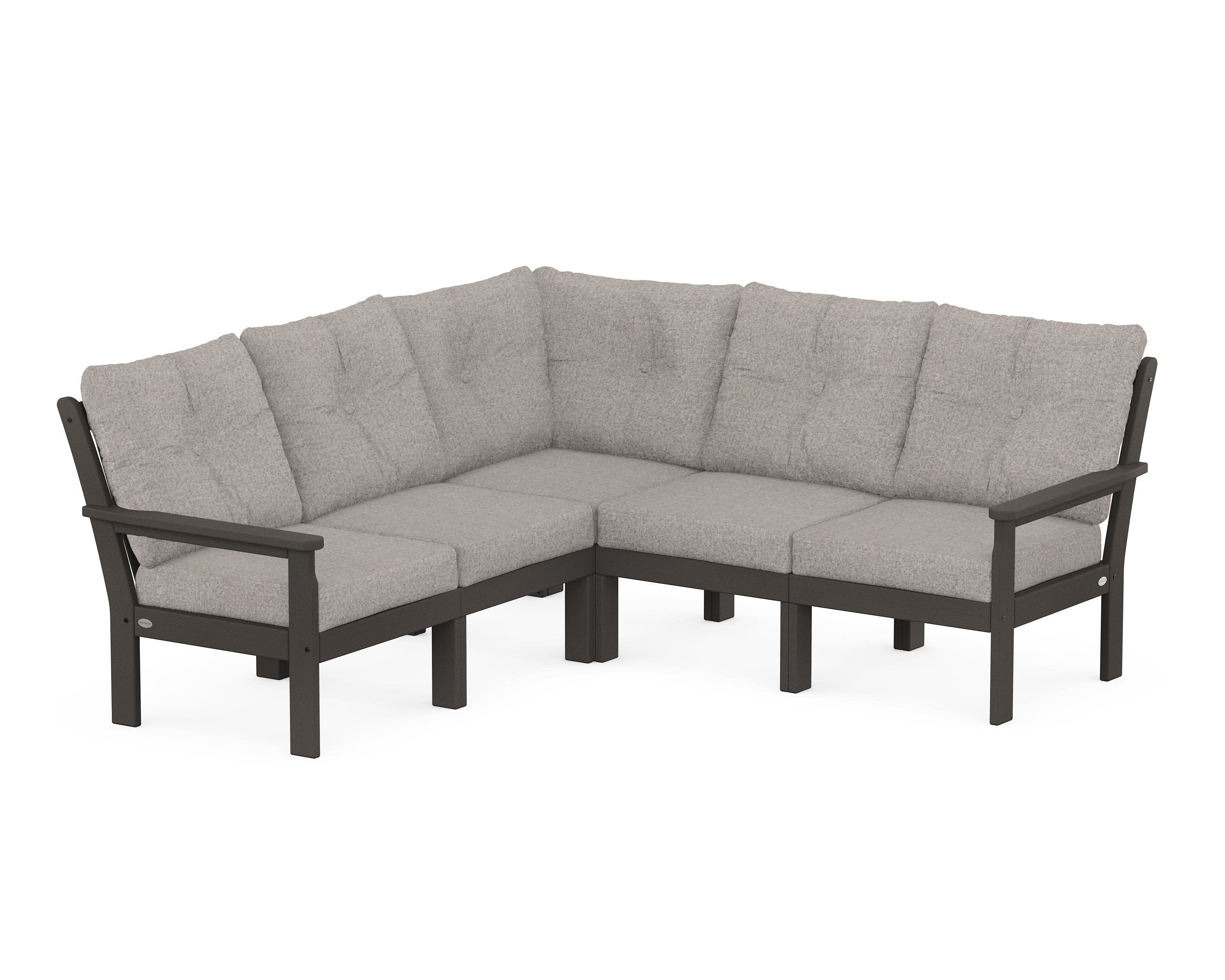Vineyard 5-Piece Sectional in Vintage Coffee / Weathered Tweed